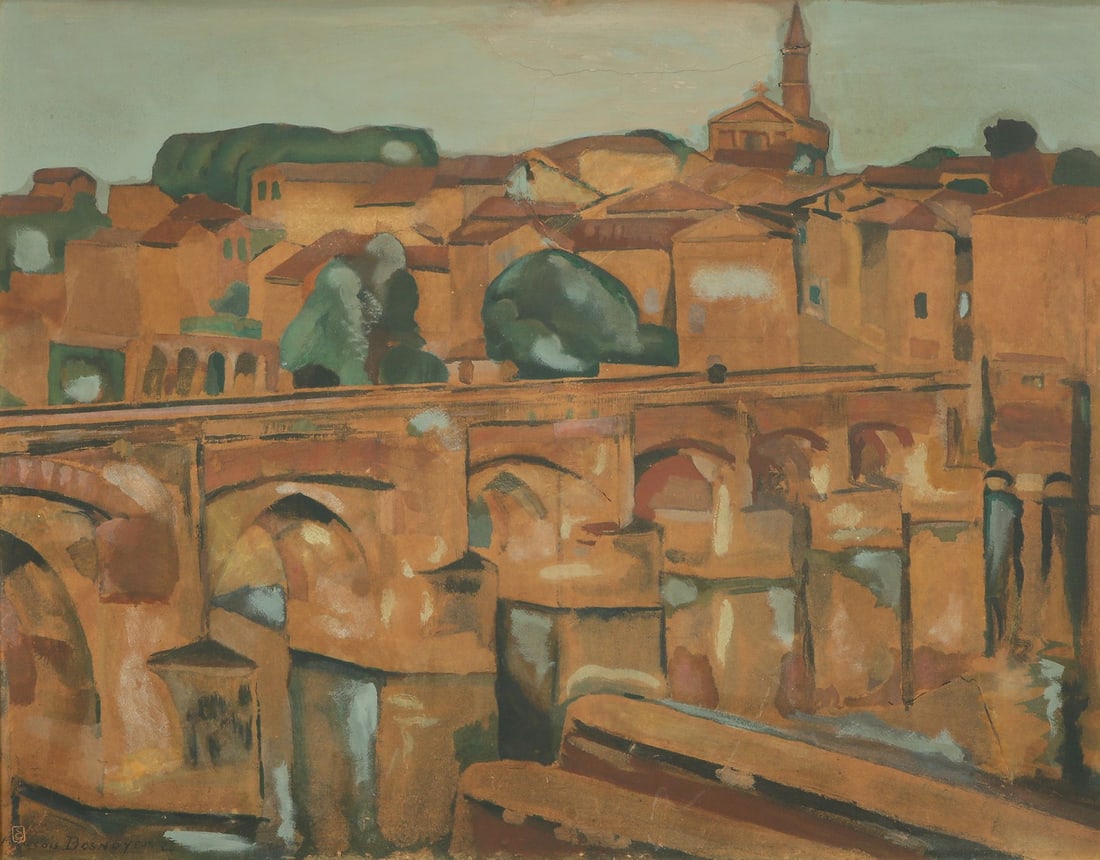 Francois Desnoyer: Landscape, Oil on cardboard, 55x70 cm. Signed.