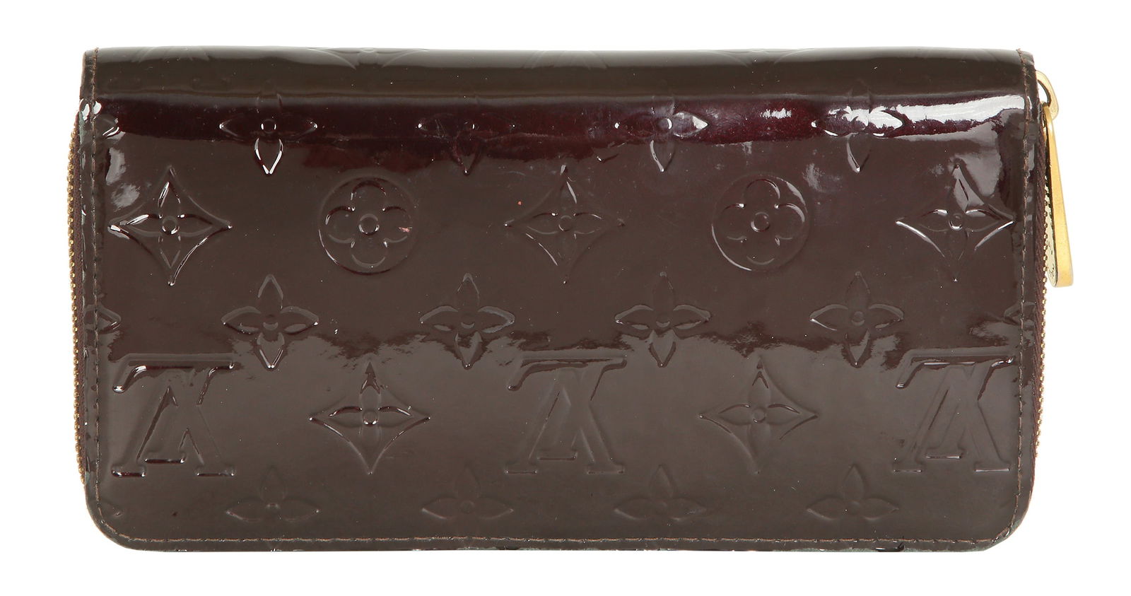 LOUIS WUITTON SARAH A WALLET: Eggplant color vernis leather Including a box. 19X10X2 cm.