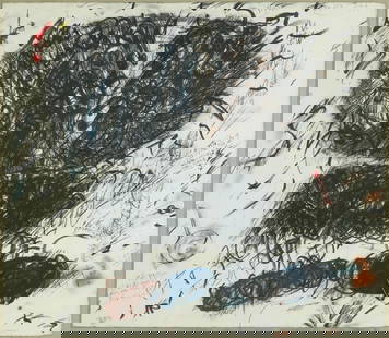 Aviva Uri: Homage to Arie Aroch Charcoal, pencil and oil pastel on paper, 56x64 cm. Signed.