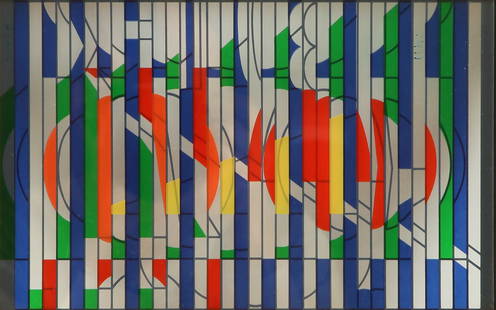 Yaacov Agam: "Shalom Window", Silkscreen on dynamic plexiglass, 16x27 cm. Signed and numbered 38/99.