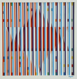 Yaacov Agam: Star of David, Agamograph with dynamic shutter, 54x54 cm. Signed and numbered 50/99.