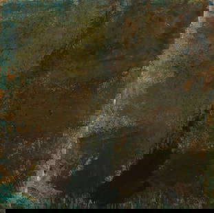 Eliahu Gat: Untitled, Oil on canvas, 97x97 cm. Signed.