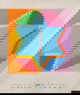 Yaacov Agam: Star of David, And I Gave Them One Heart", Print screen on paper, 80x70 cm, Signed and numbered 81/180 (Not framed)