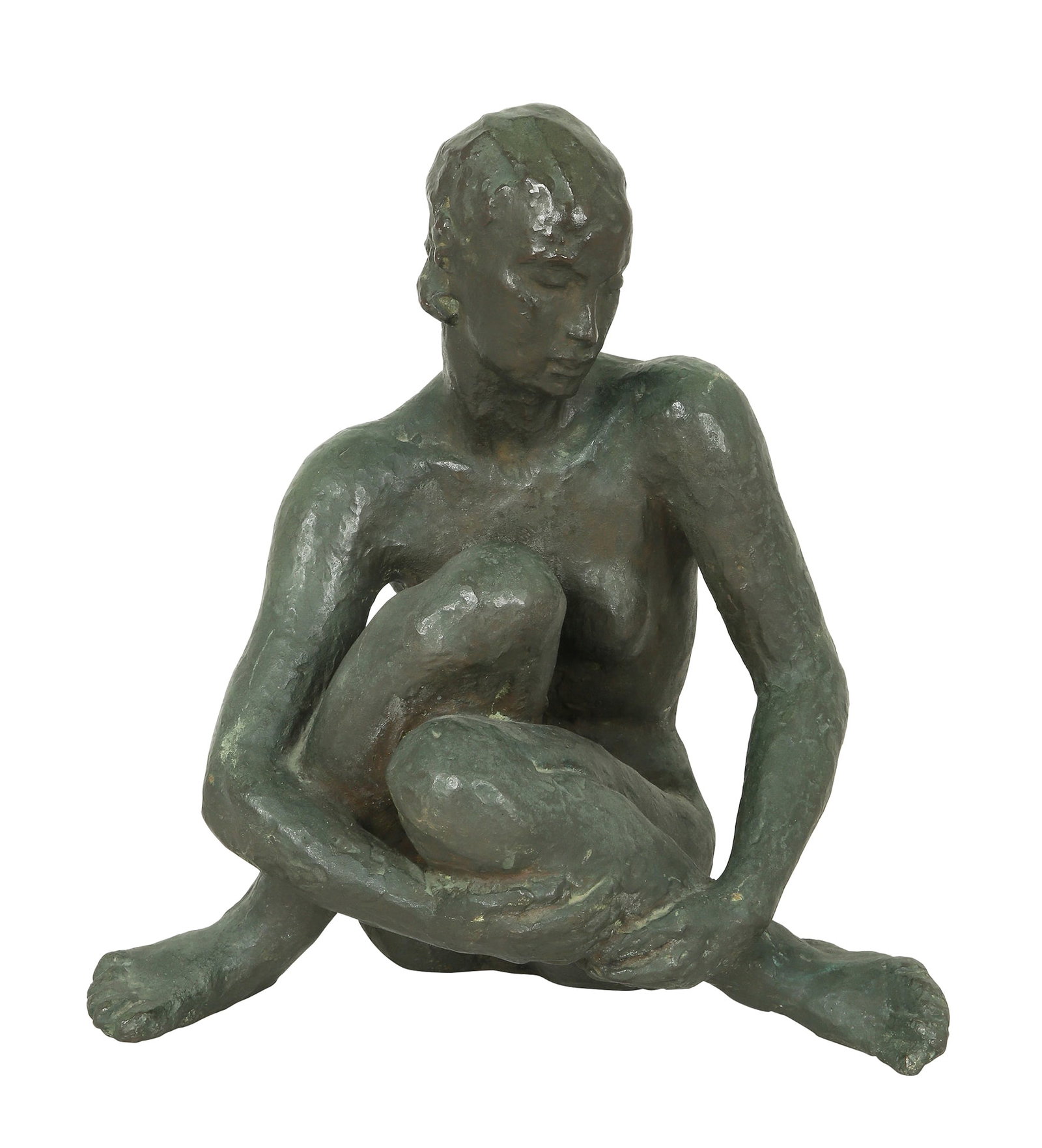 GEORG KOLBE (1877-1947) – "SEATED" – GERMAN BRONZE SCULPTURE: 1933. Dark green patina. Signed with a monogram. Height: 28 cm. Width: 26 cm. Provenance: The collection of Salman Schocken (1877-1959), the founder of Schocken Publishing and a cultural patron who su