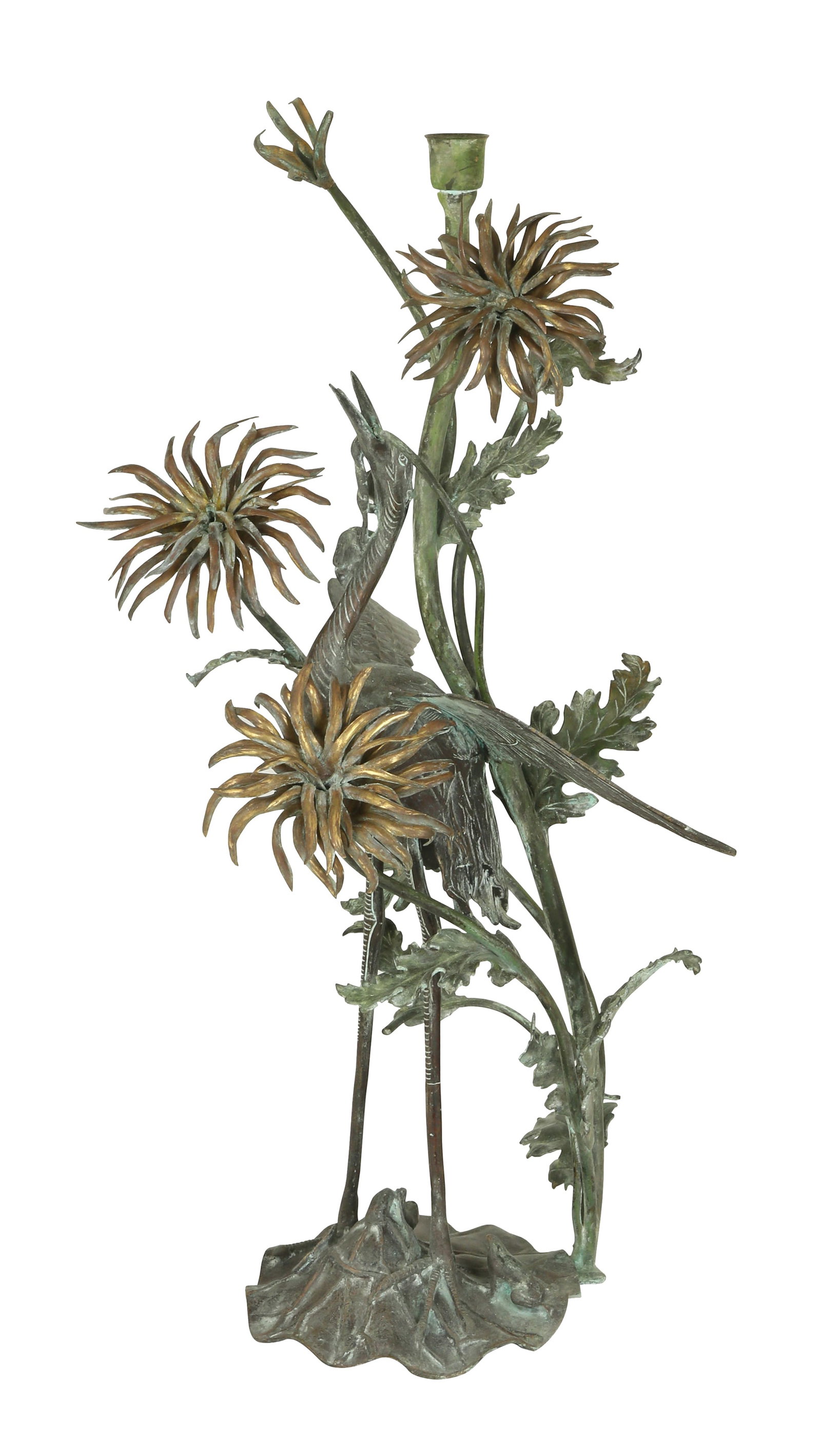 'STORK AMONG THE FLOWERS' - BRONZE SCULPTURE (1 of 2)