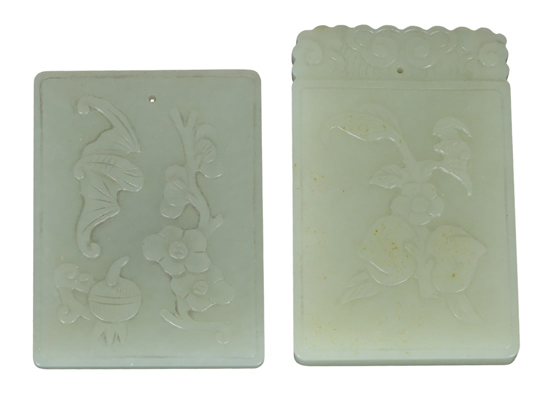 PAIR OF CHINESE CELADON JADE PENDANTS - 19TH CENTURY (1 of 6)