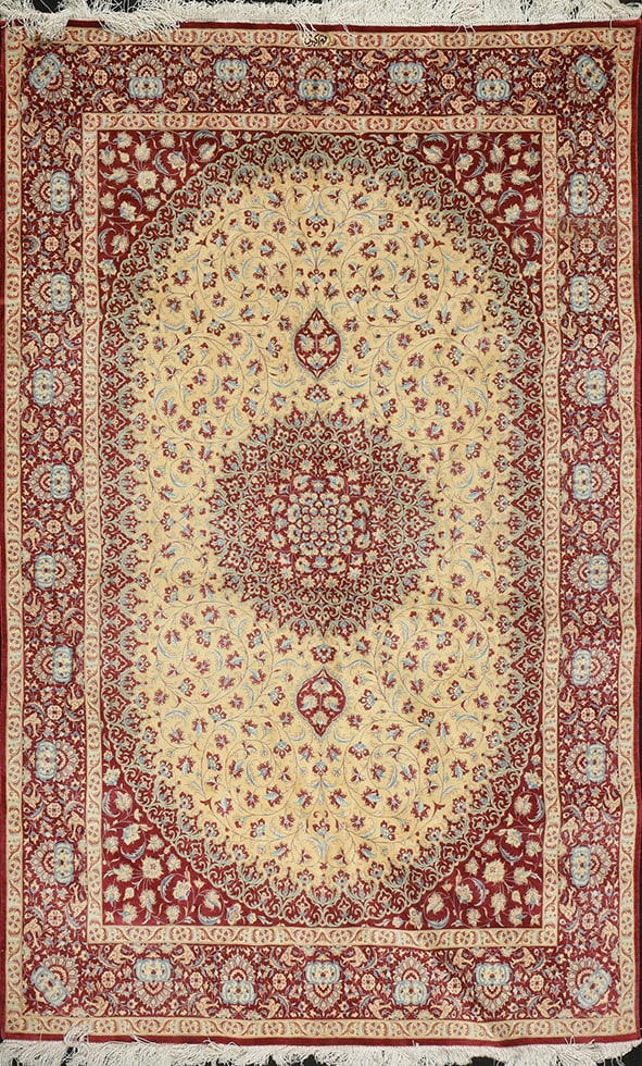 AN OLD SILK RUG, PERSIA (1 of 2)