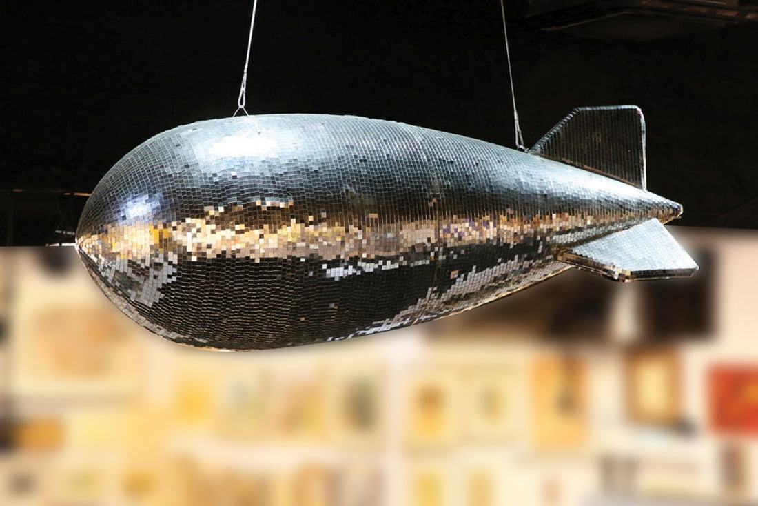 Rona Stern b. 1984: Zeppelin, Mosaic of glowing mirrors, width 215 cm. Height 80 cm