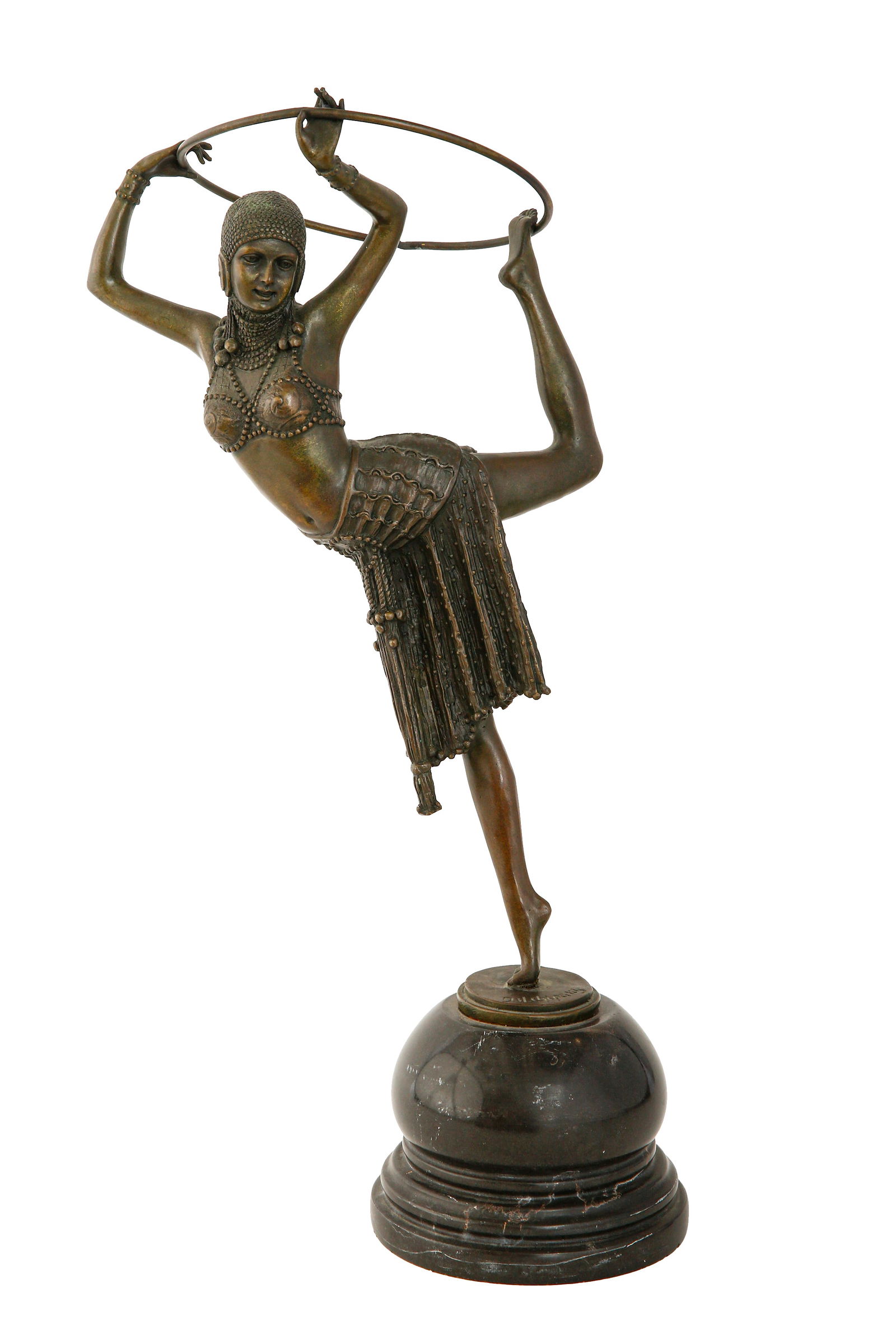 AFTER DEMETRE H. CHIPARUS, HULA HOP DANCER, ART-DECO BRONZE SCULPTURE (1 of 5)