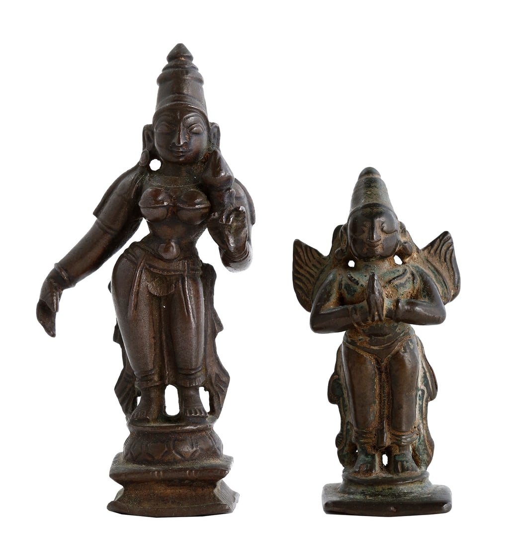 GARUDA AND THE GODDESS LAKSHMI – PAIR OF INDIAN BRONZE FIGURINES (1 of 2)