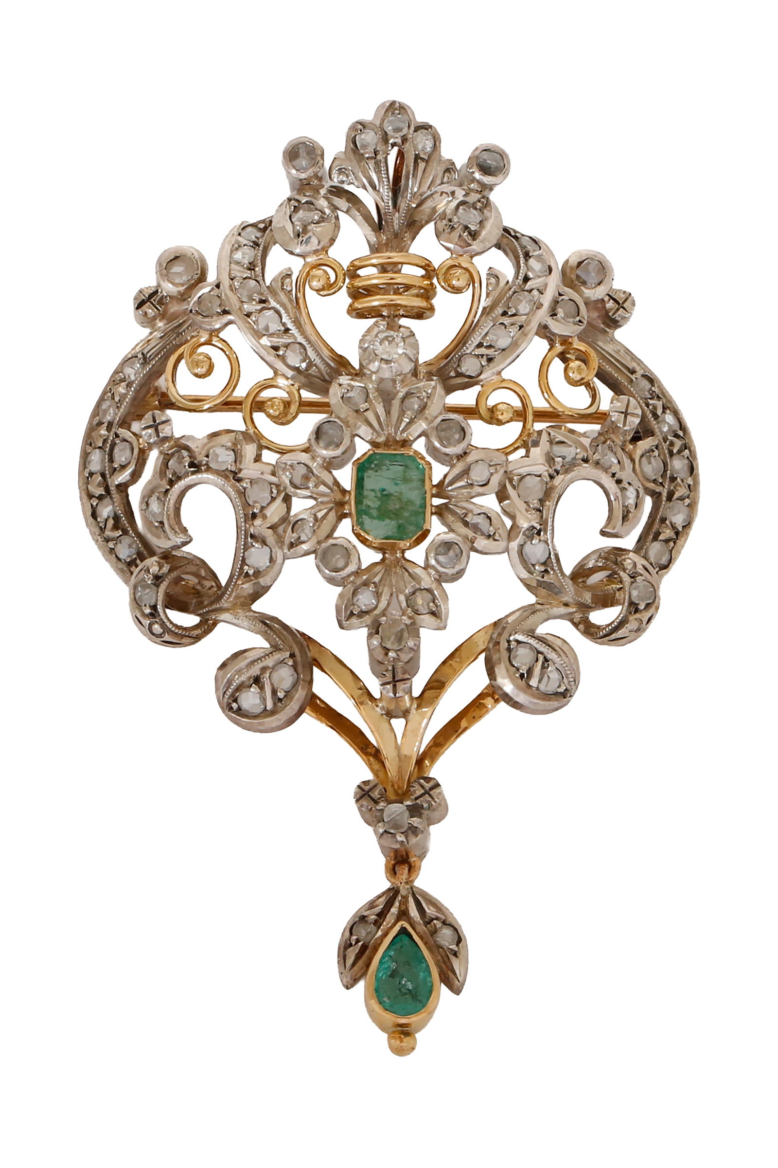 18K GOLD AND SILVER ANTIQUE BROOCH / PENDANT (1 of 3)