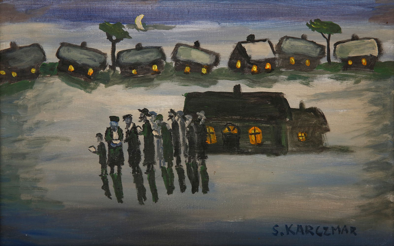 SIMON NATAN KARCZMAR (POLAND, 1903–1982) – “MINYAN IN THE SNOW (1 of 4)