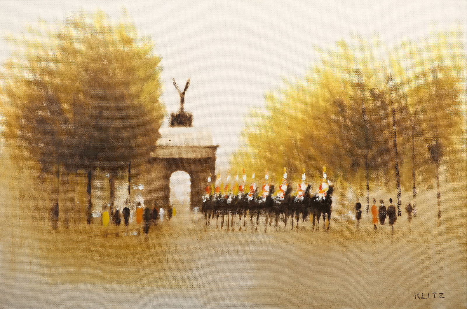 ANTHONY KLITZ, THE QUEEN’S GUARD: England. Oil on canvas, signed. Dimensions: 60.5 × 90.5 cm.