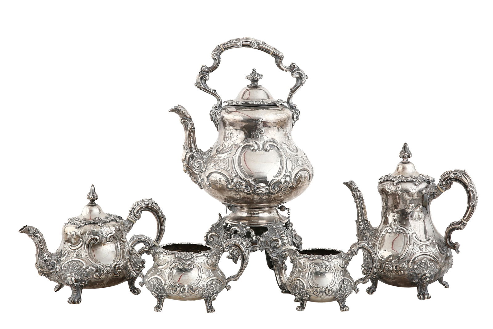 GoldSMITHS ALLIANCE. ORNATE VICTORIAN SILVER SERVICE SET (1 of 3)