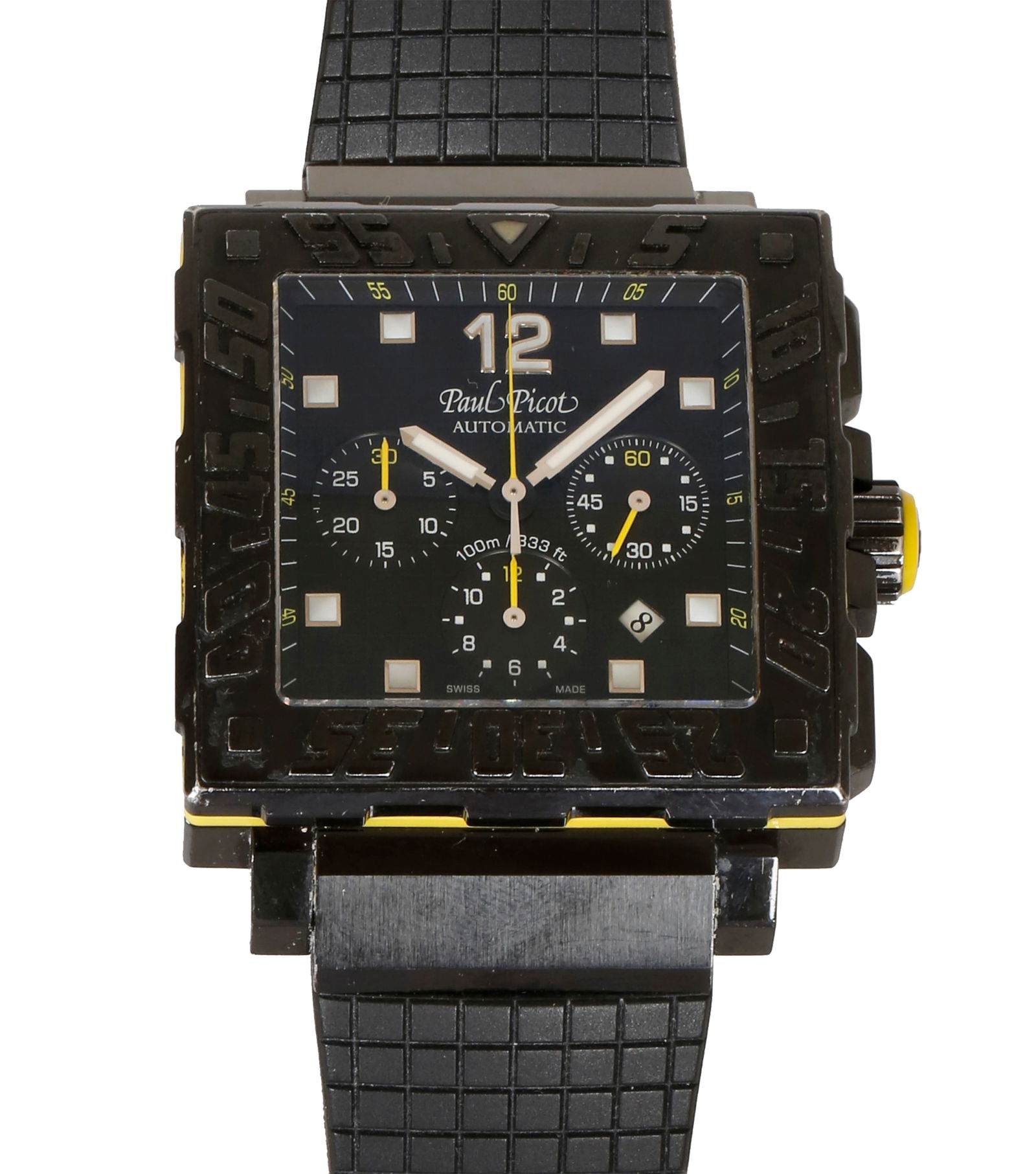 PAUL PICOT STAINLESS STEEL WRISTWATCH: C-Type 0803 Limited Edition. Automatic movement. Approx. 43 mm diameter. Original rubber strap and steel buckle.