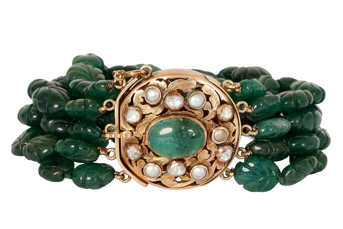 ANTIQUE 14K GOLD AND EMERALD BRACELET (1 of 3)