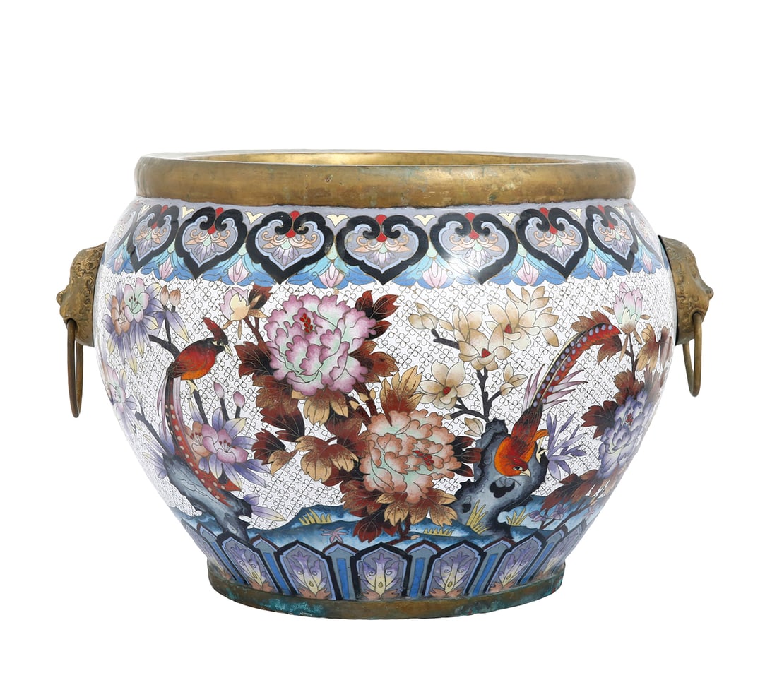 LARGE CHINESE CLOISONN? JARDINIERE (1 of 2)