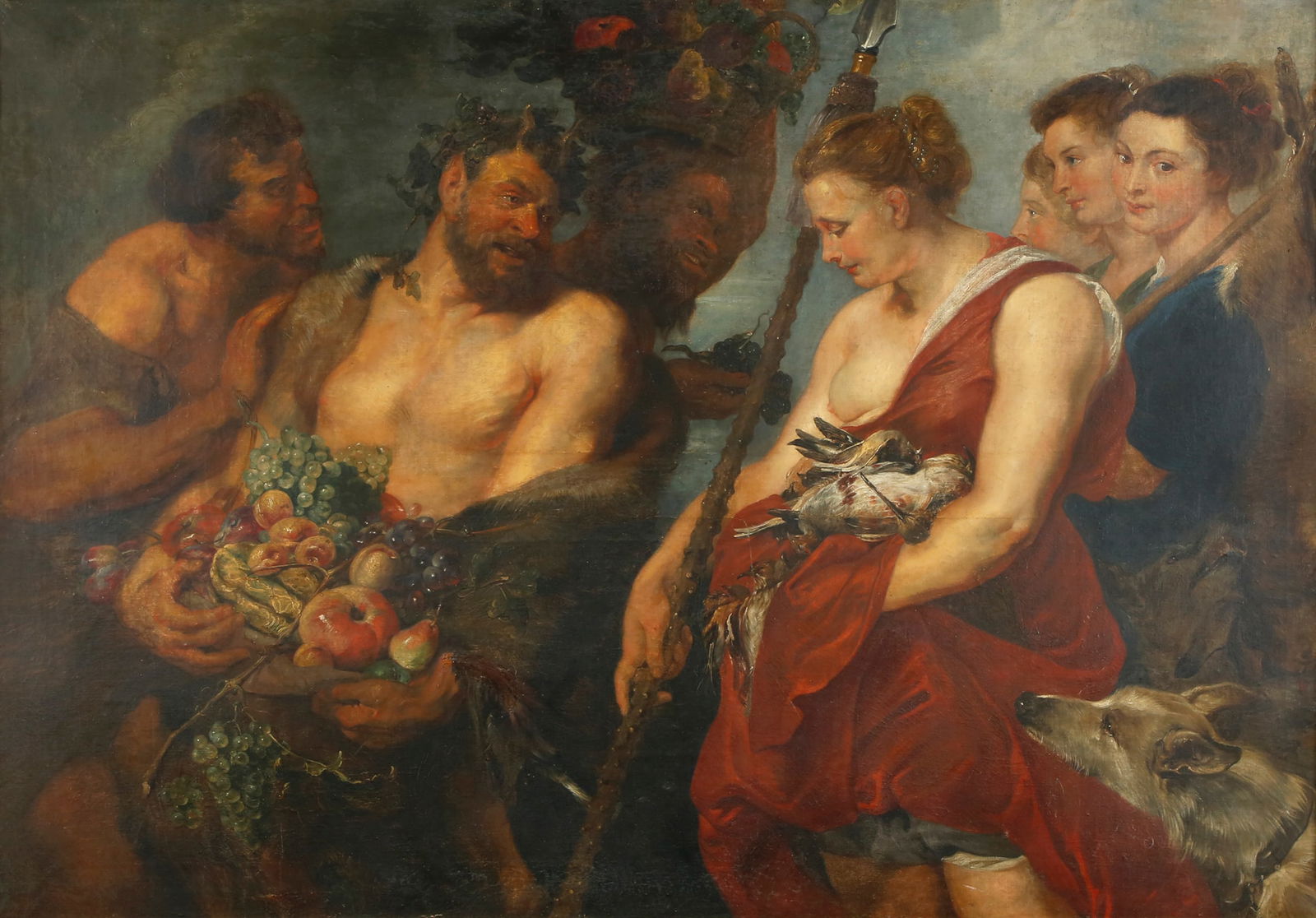 AFTER PETER PAUL RUBENS, DIANA RETURNING FROM THE HUNT, C.1615: 19th century. Oil on canvas. A scene depicting Diana as a powerful warrior-leader in the stance of a classical hero, holding a spear and hunting equipment. Her red chiton and the connection to the Ama