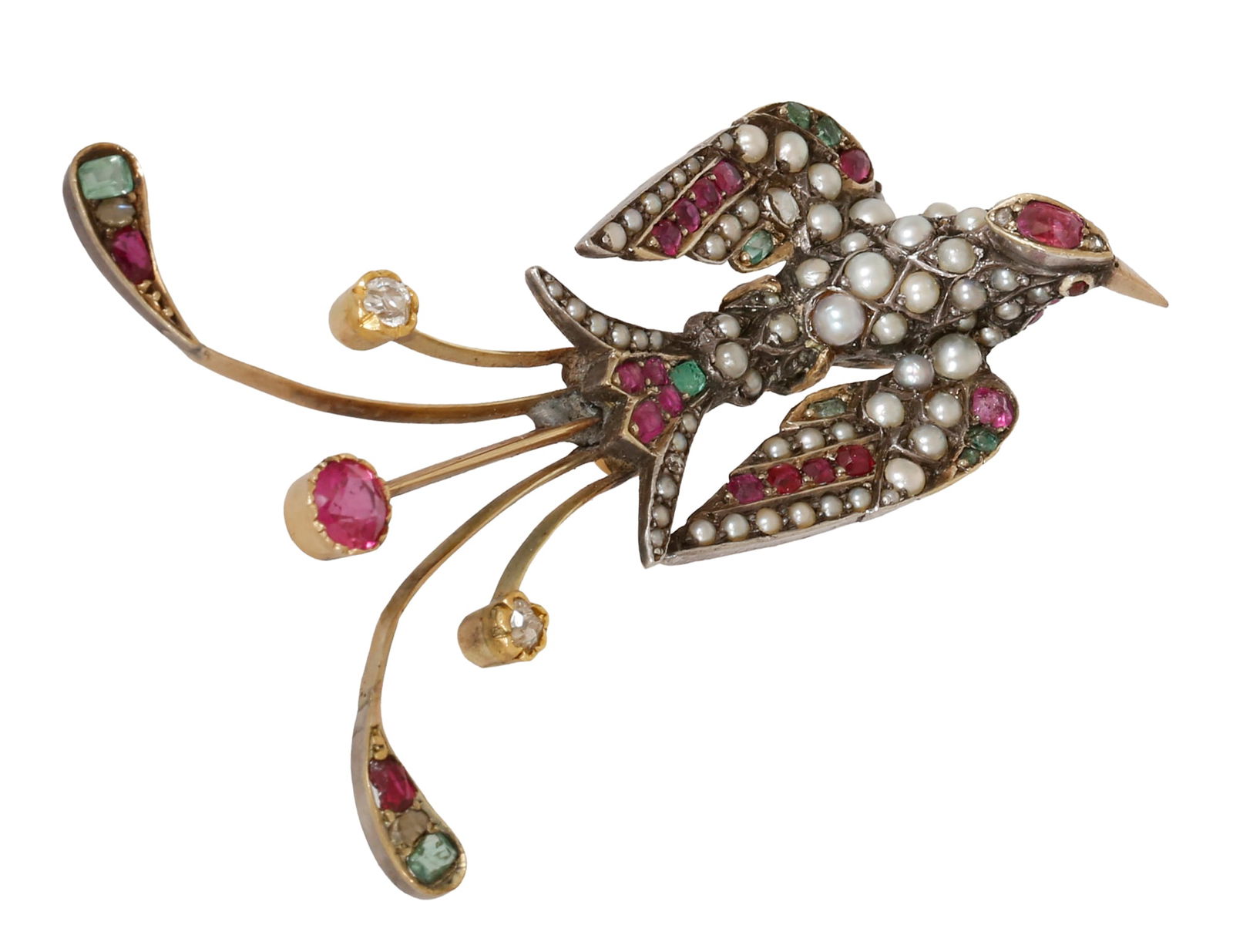 14K GOLD AND SILVER BROOCH (1 of 4)