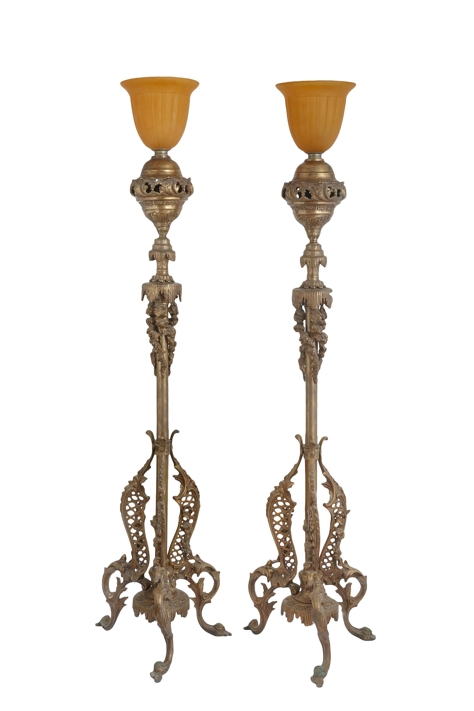 PAIR OF LARGE FLOOR PIANO LAMPS (1 of 4)