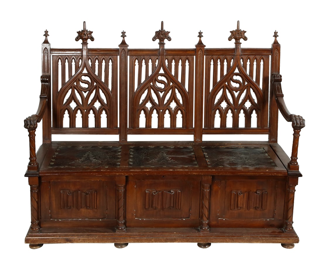 CASSAPANCE. NEO-GOTHIC CHURCH / MONASTERY BENCH (1 of 7)