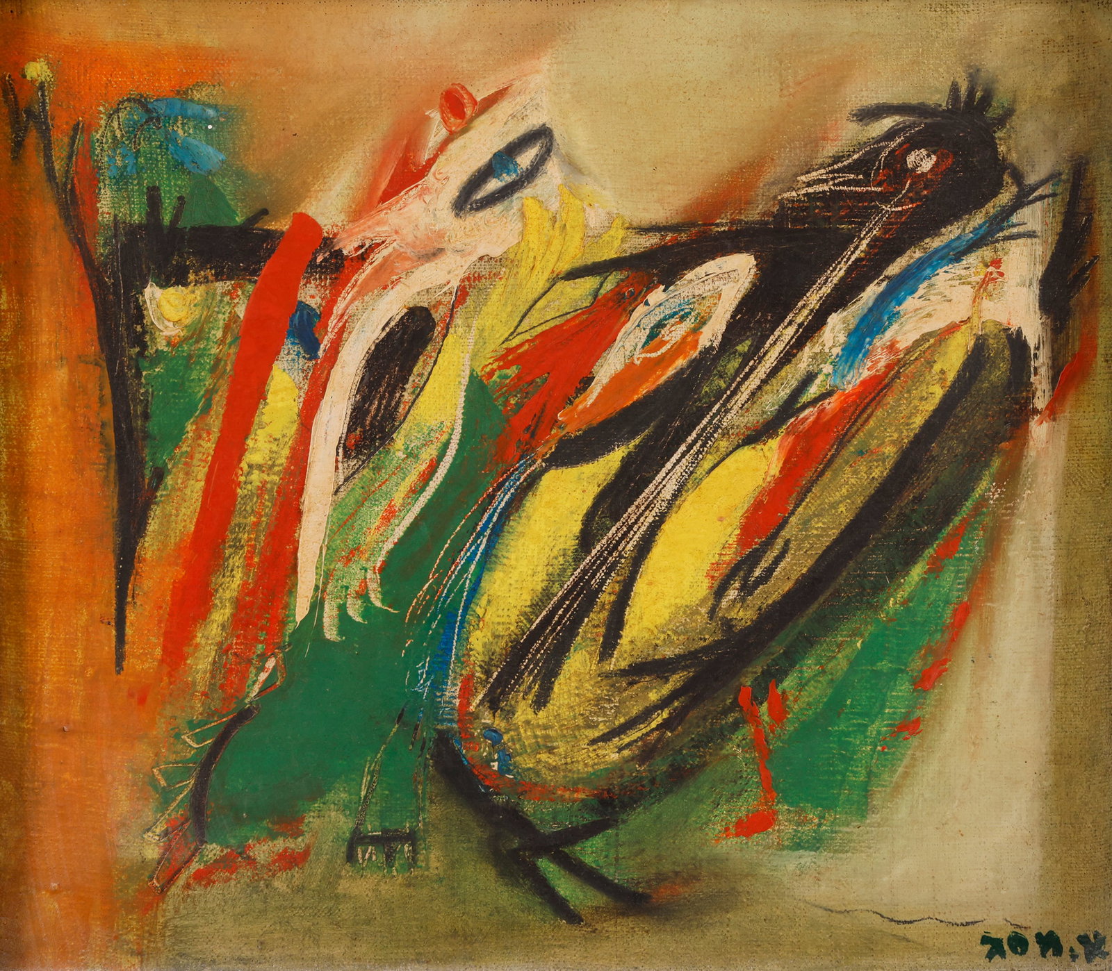 Messeg Aharon: Birds Oil on canvas, 31x36 cm. Signed.