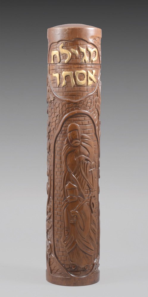 A LARGE WOODEN ESTHER SCROLL CASE (1 of 1)