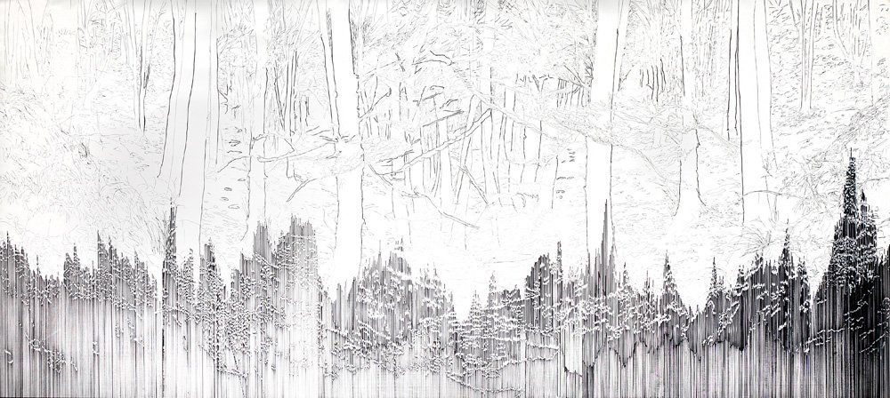 Yehudit Sasportas b. 1969: Untitled III, 2001, Acrylic and Marker on paper, 150X336 cm. Provenance: Barbara Davis Gallery, Houston. Literature and Exhibition: Matrix 200: Yehudit Sasportas by the River, University of California