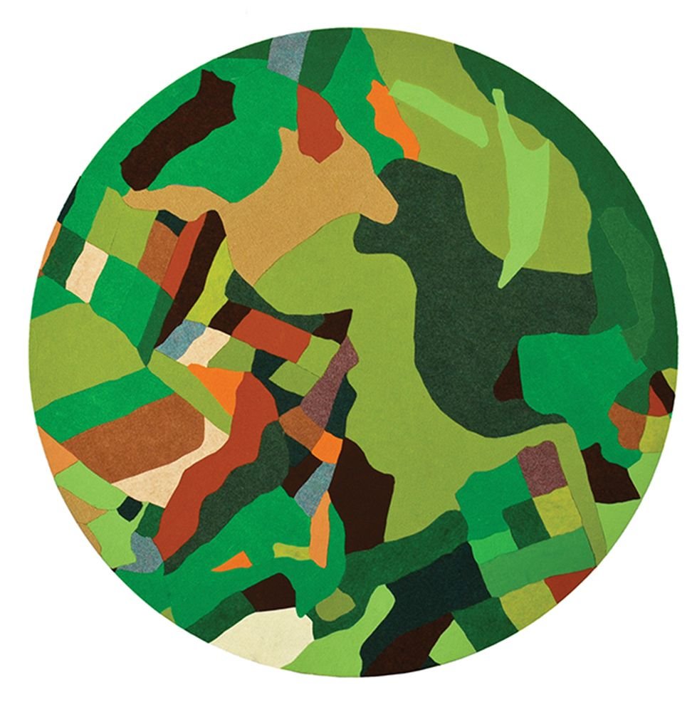 Gal Weinstein b. 1970: Emek Izrael 2013 Carpets on MDF diameter: 130 cm. Signed and dated on the reverse.