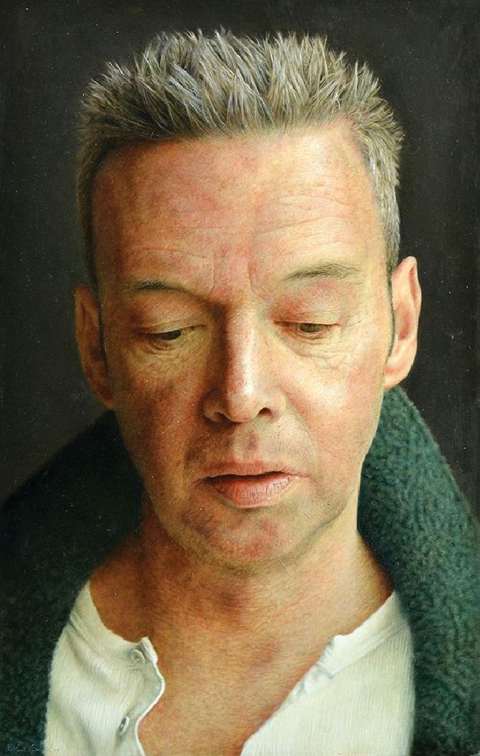 Natan Pernick b. 1980: A Figure 2009 Oil on canvas 75X47 cm. Signed and dated.