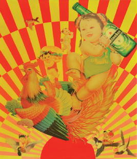 Luo Brothers b. 1972: 1964 1963 Untitled lacquer on wood 65x55 cm. signed on the reverse.