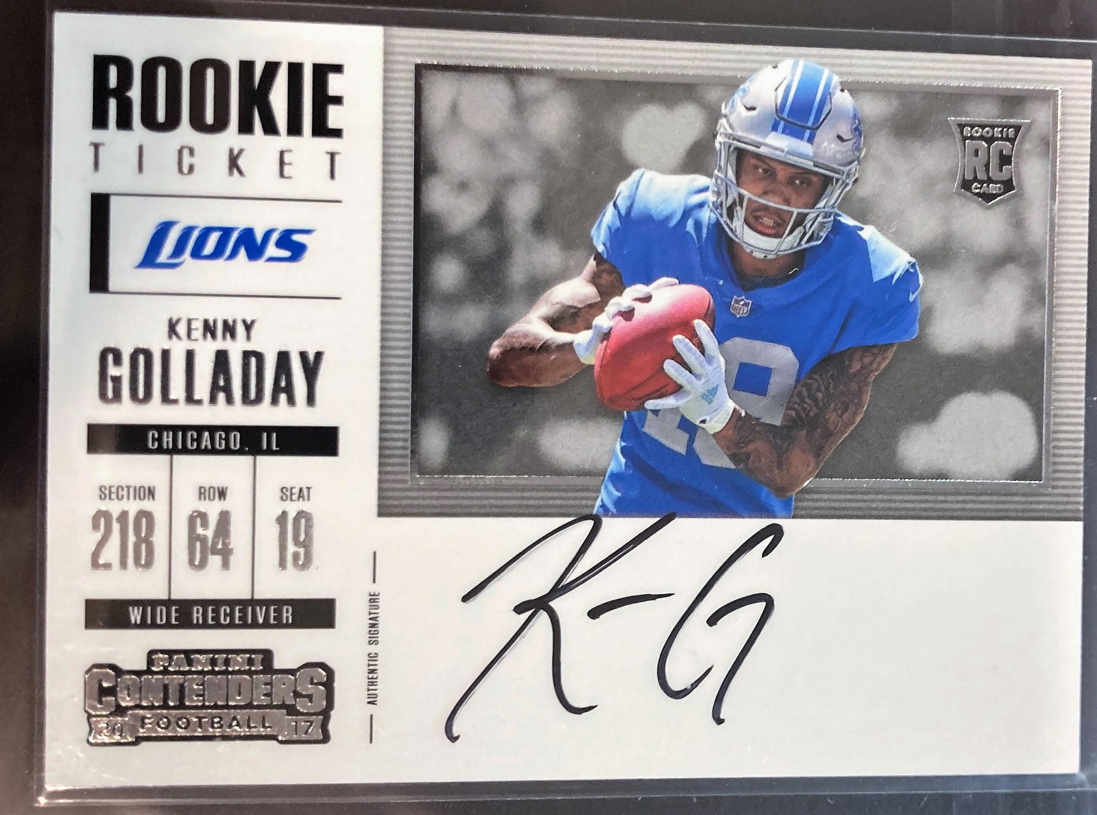 2017 Panini Contenders Football KENNY GOLLADAY Rookie: 2017 Panini Contenders Football KENNY GOLLADAY Rookie Ticket RC AUTO Lions Variation