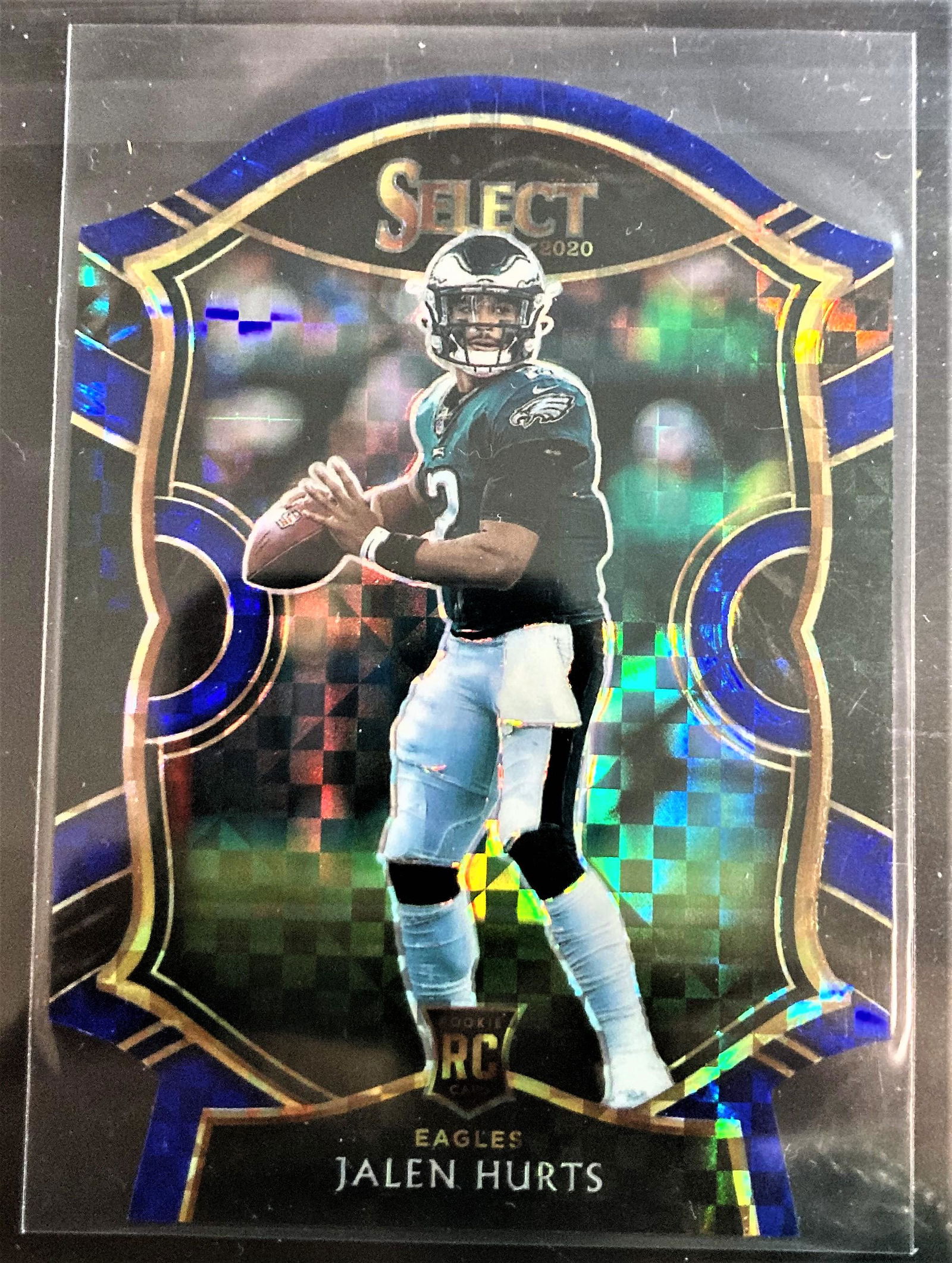 2020 Select Jalen Hurts #50 Blue Checker Board Die Cut (1 of 2)