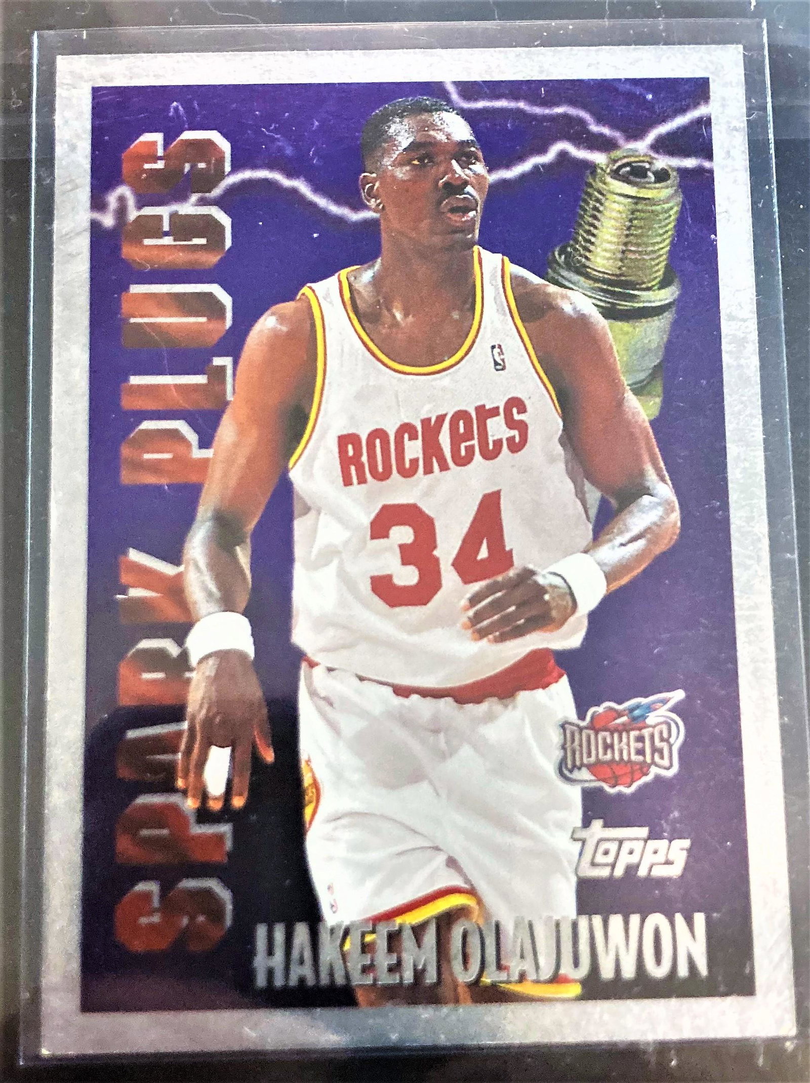 1994 -1995 Topps Spark Plugs Hakeem Olajuwon Houston: 1994 -1995 Topps Spark Plugs Hakeem Olajuwon Houston Rockets SP7
