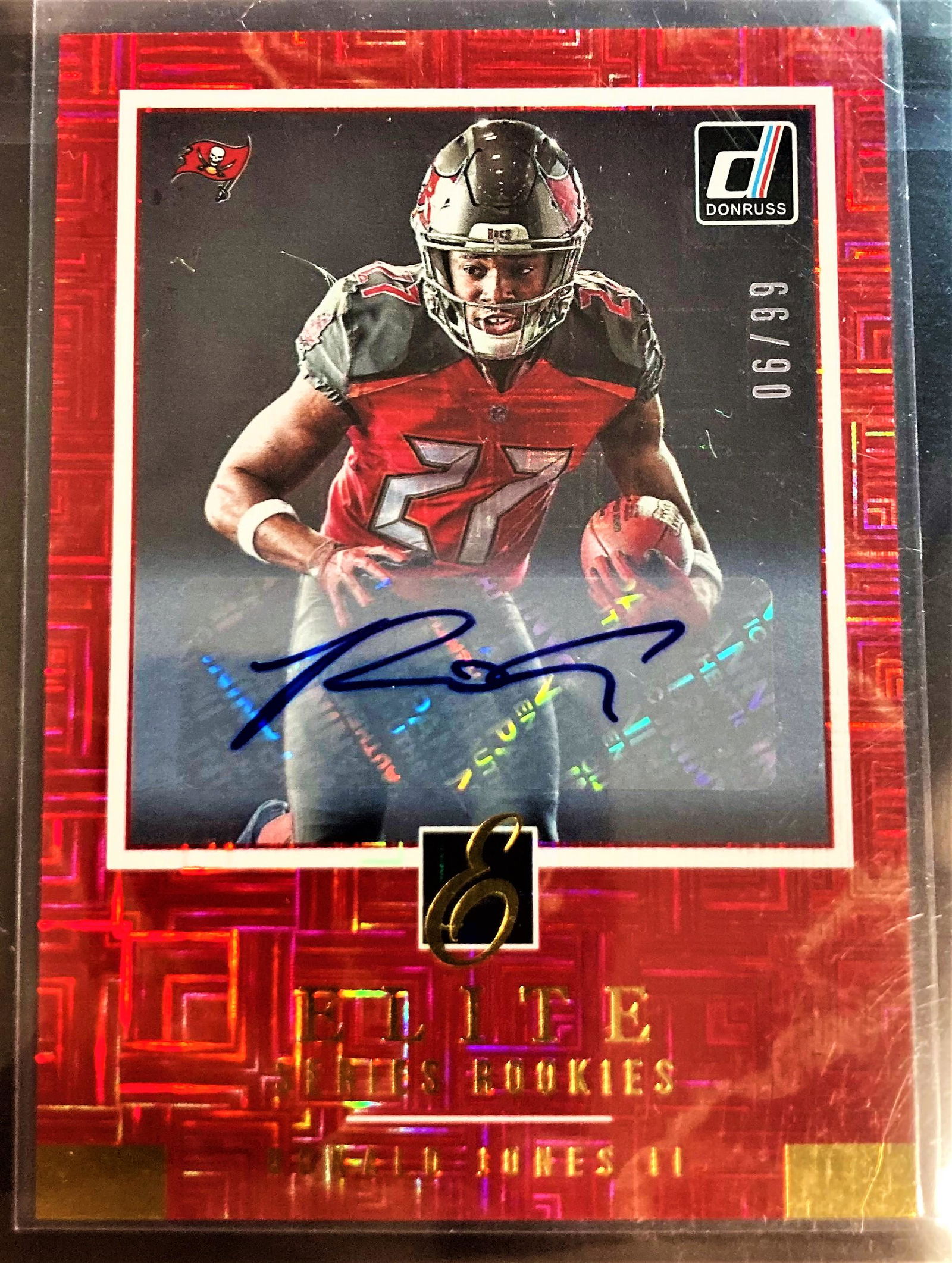 RONALD JONES II 2018 DONRUSS ELITE SERIES RED AUTO RC (1 of 2)