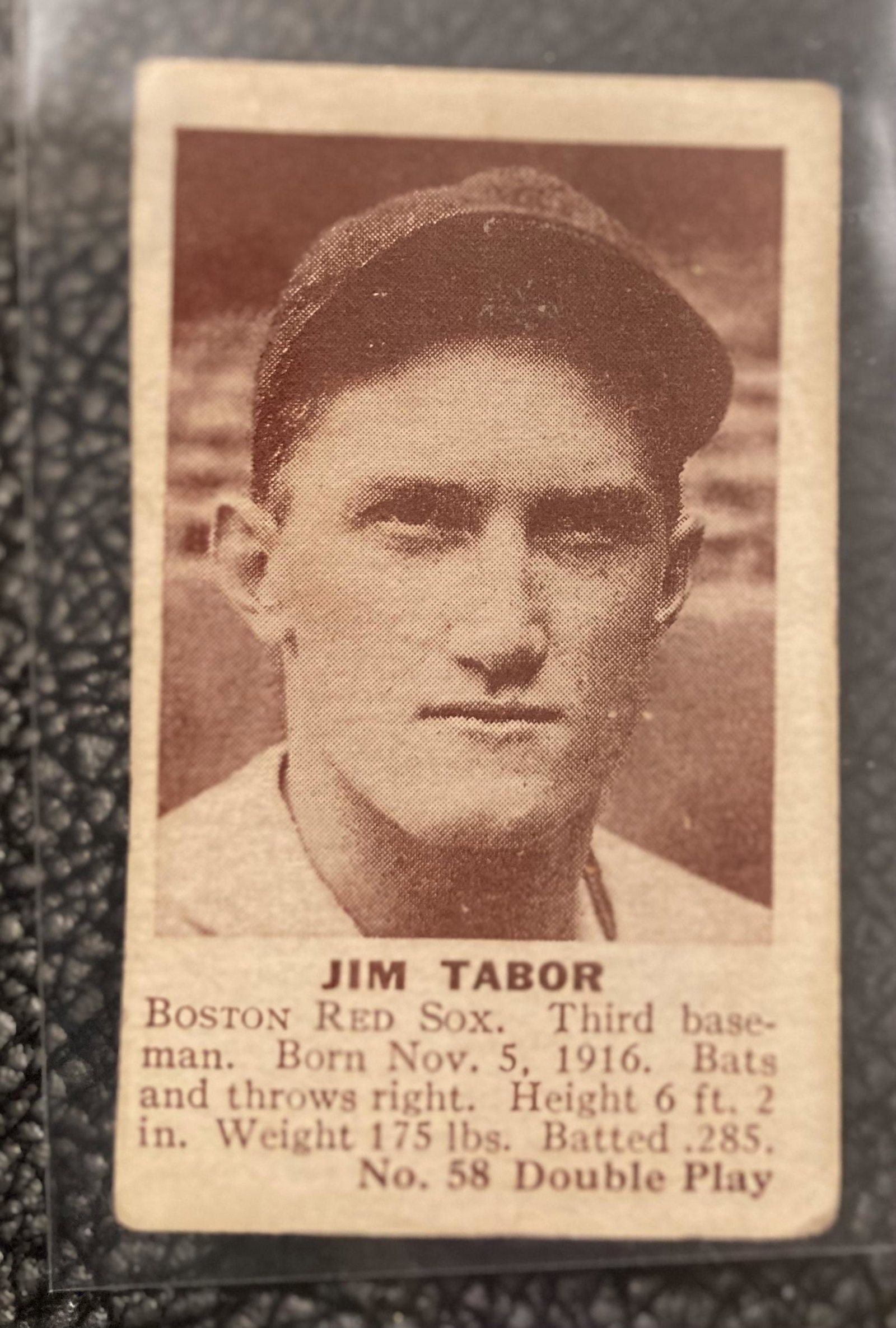 1941 Double Play Jim Tabor Red Sox Double Play Hand Cut (1 of 1)