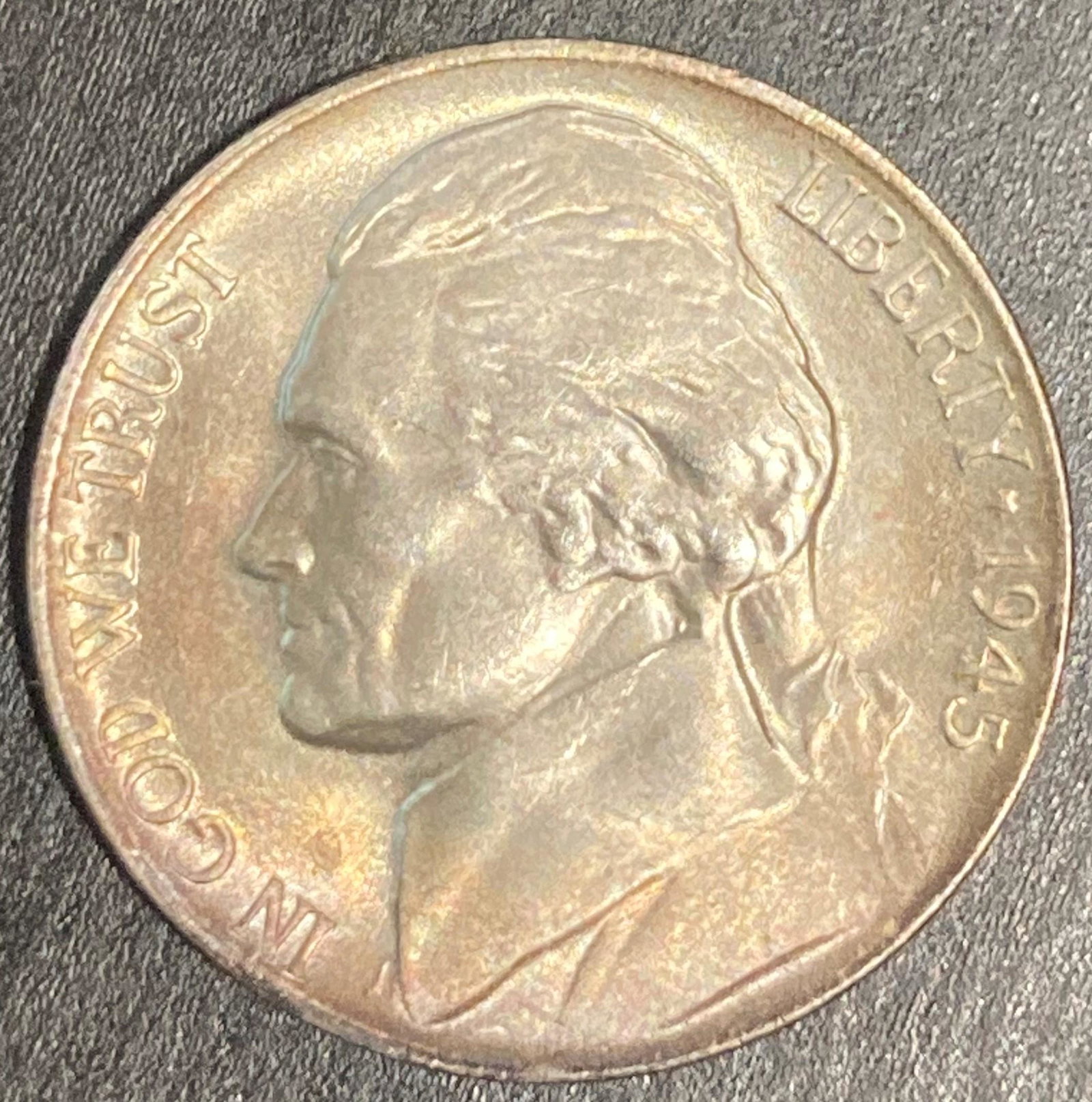 1945- P 5c Jefferson Nickels Full Steps Silver War (1 of 2)