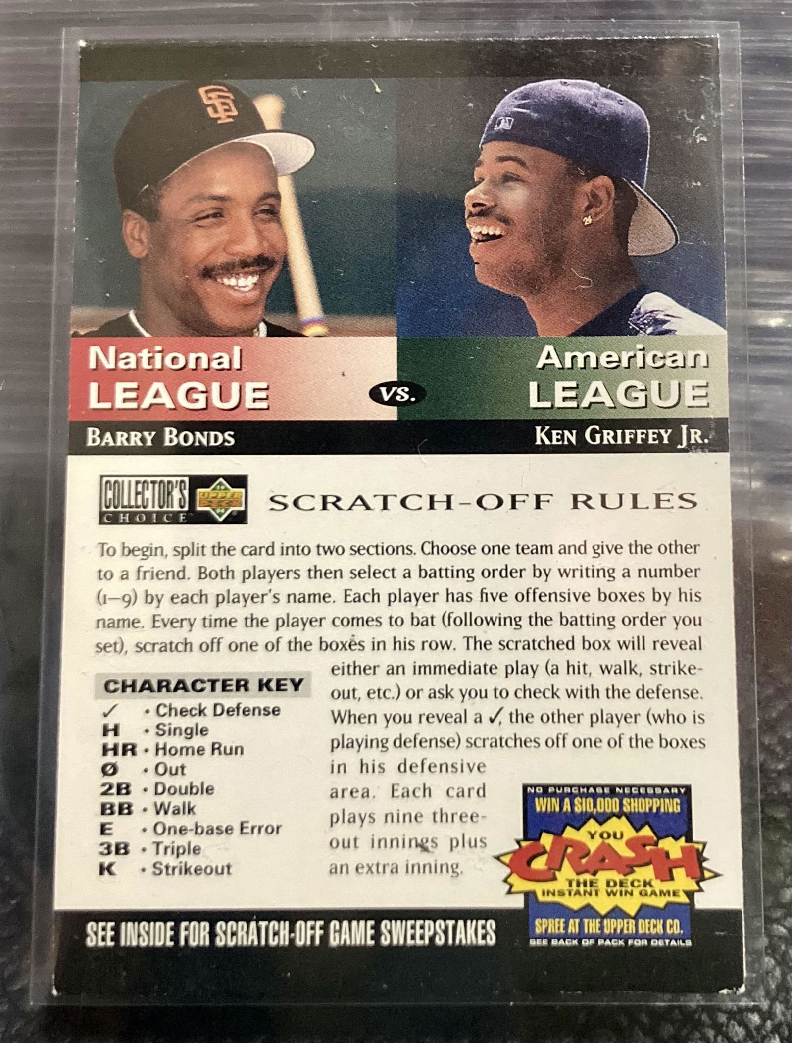Barry Bonds Ken Griffey Jr 1994 Upper Deck Collector's (1 of 2)