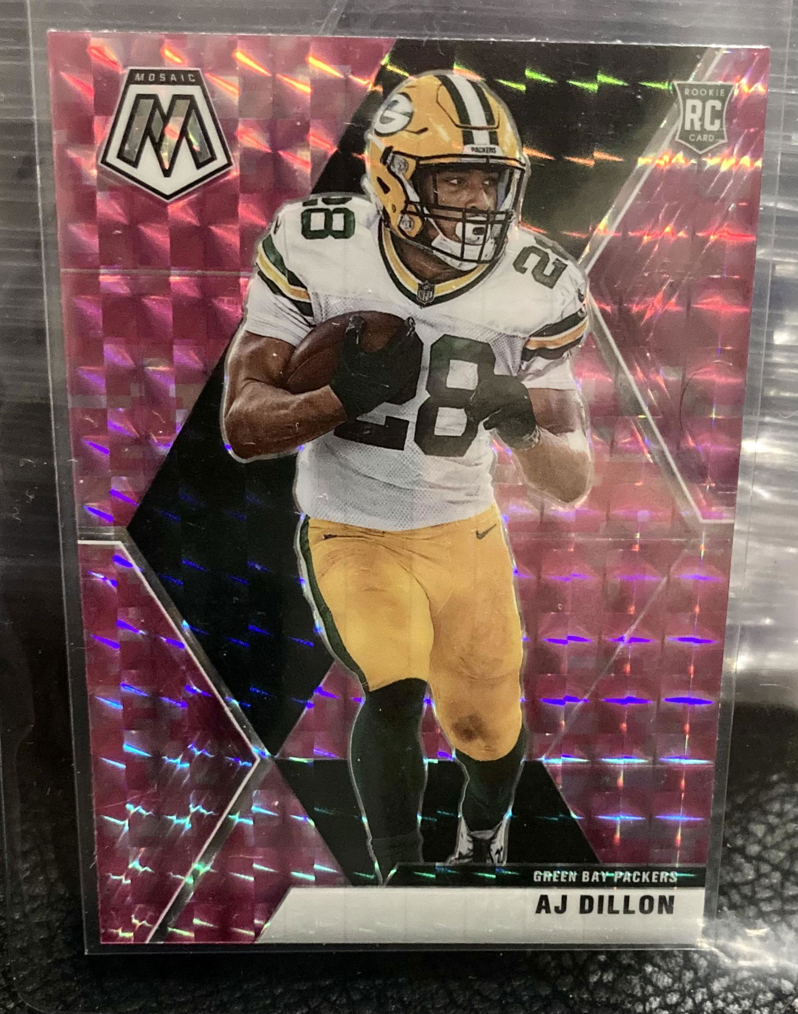 AJ Dillion 2020 Panini Mosaic Pink Prizm RC #226 Green (1 of 2)