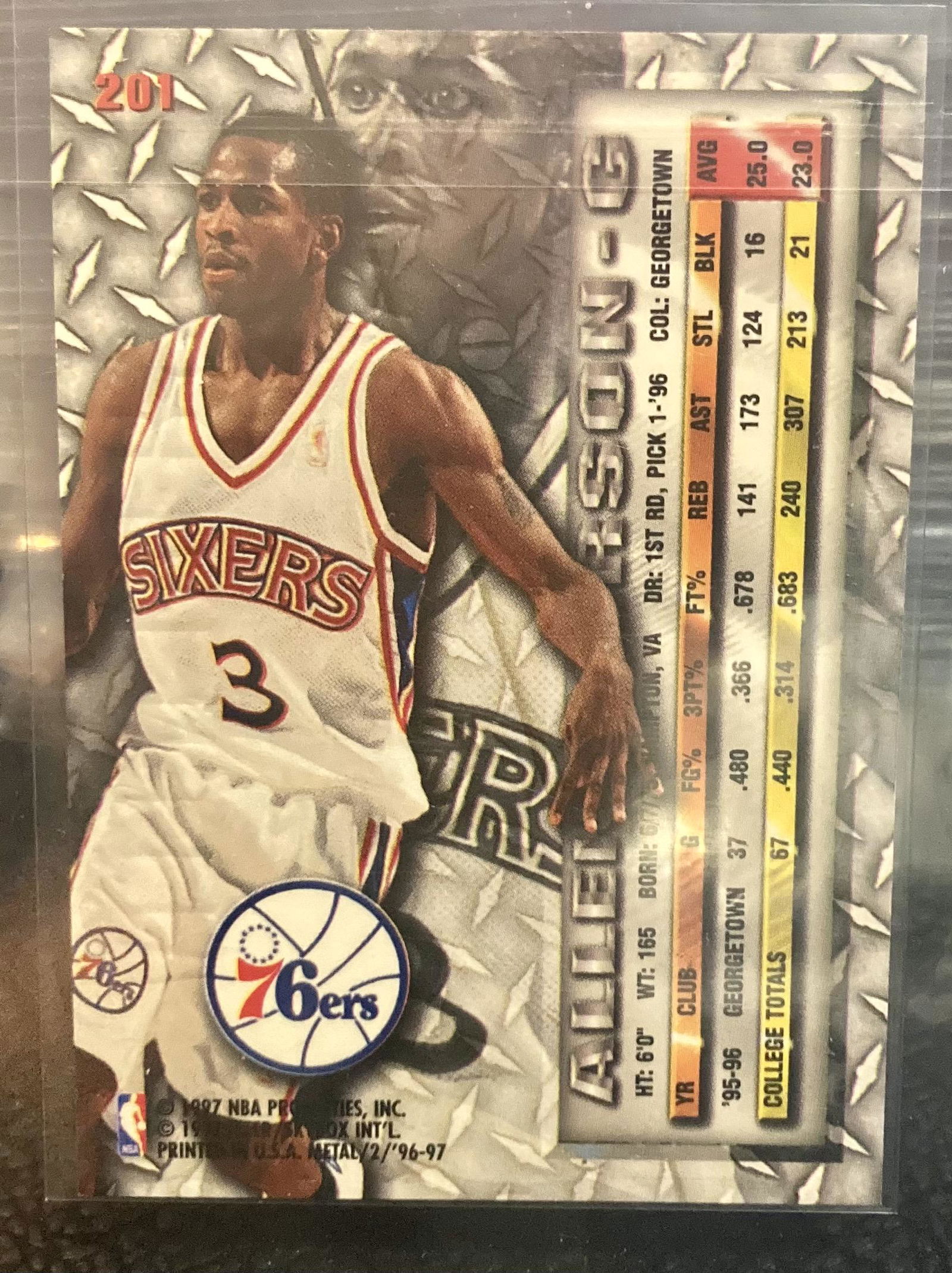 Allen Iverson 96-97 Fleer Metal Rookie Rc # 201 Mint (1 of 1)
