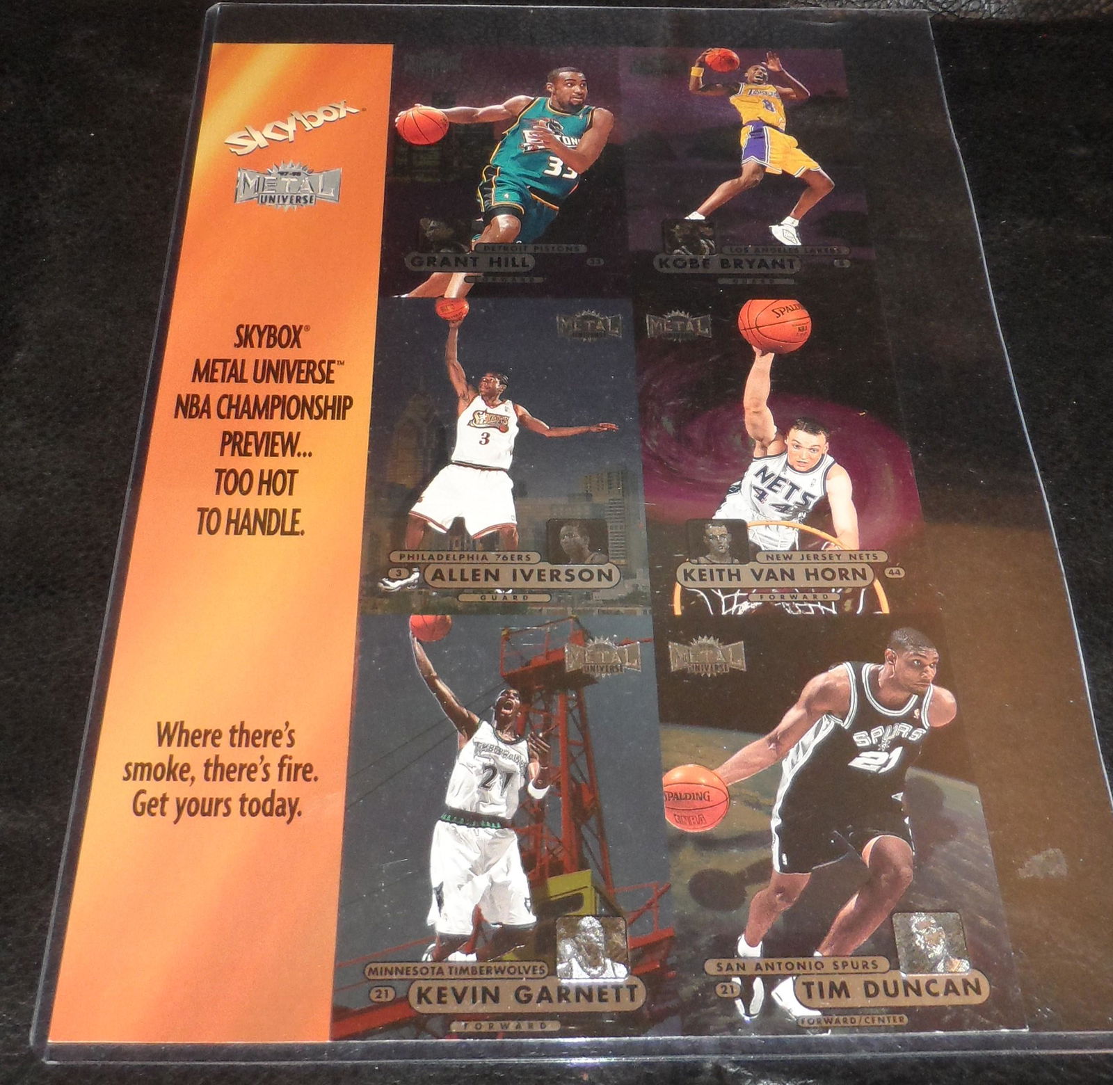 1997-98 Skybox Metal Promotional Promo Sheet Kobe: 1997-98 Skybox Metal Promotional Promo Sheet Kobe Bryant Tim Duncan