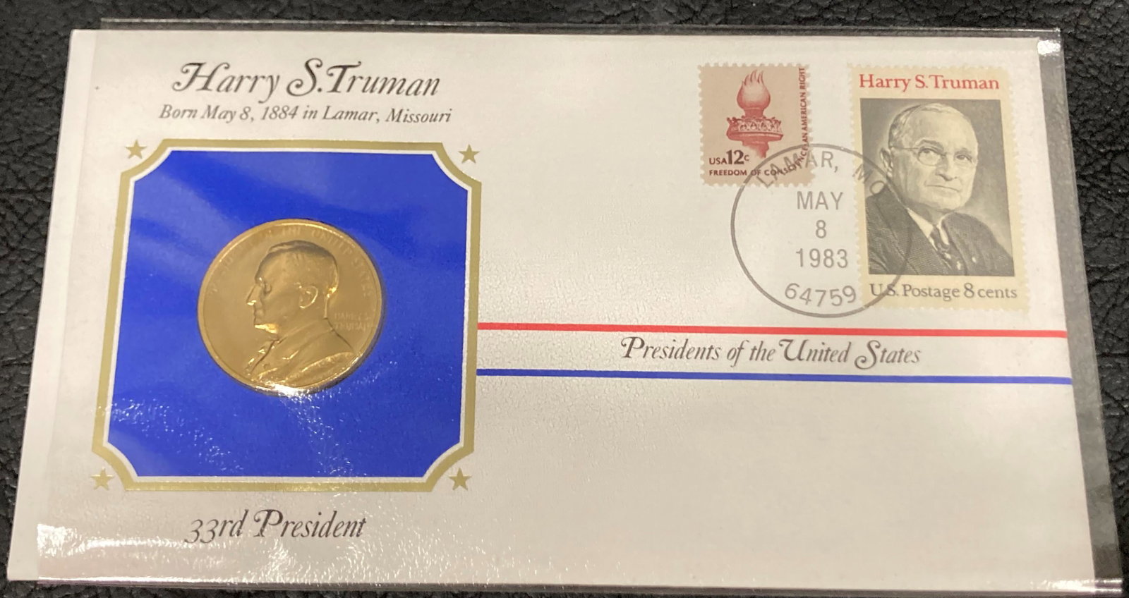 The 33rd Presidential Medals Cover Collection Harry S: The 33rd Presidential Medals Cover Collection Harry S Truman 1983 24k Gold