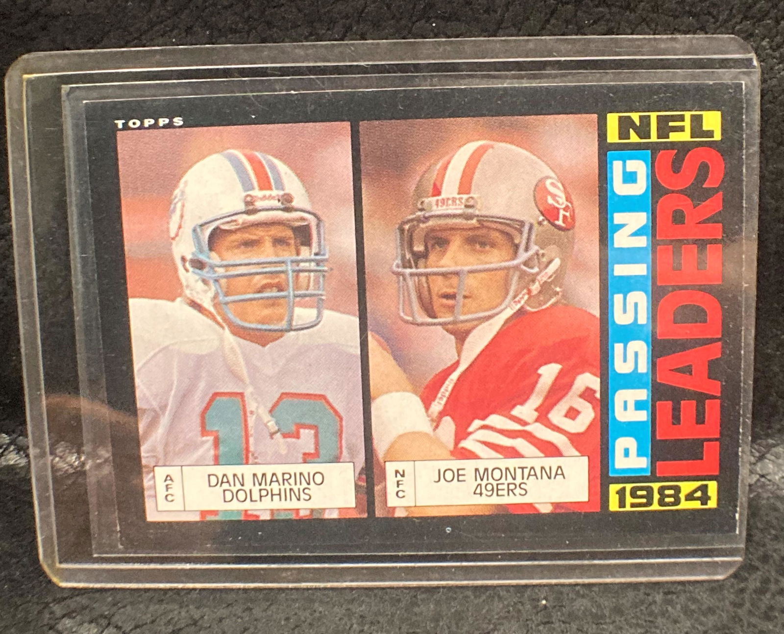Dan Marino Joe Montana 1985 Topps #192 Passing Leaders (1 of 2)