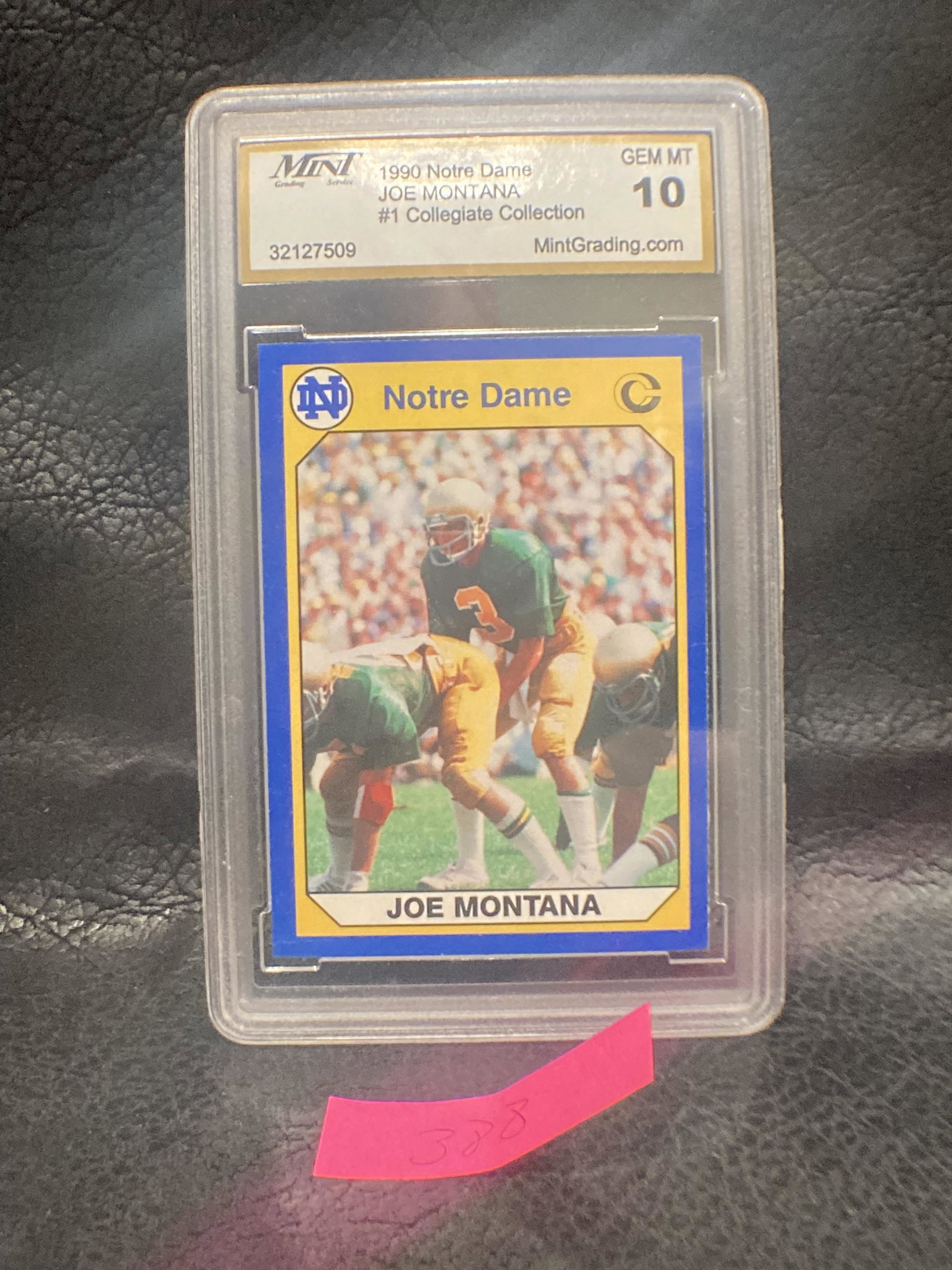 1990 Joe Montana Noye Dame #1 Collegiate Collection Gem: 1990 Joe Montana Noye Dame #1 Collegiate Collection Gem Mint 10