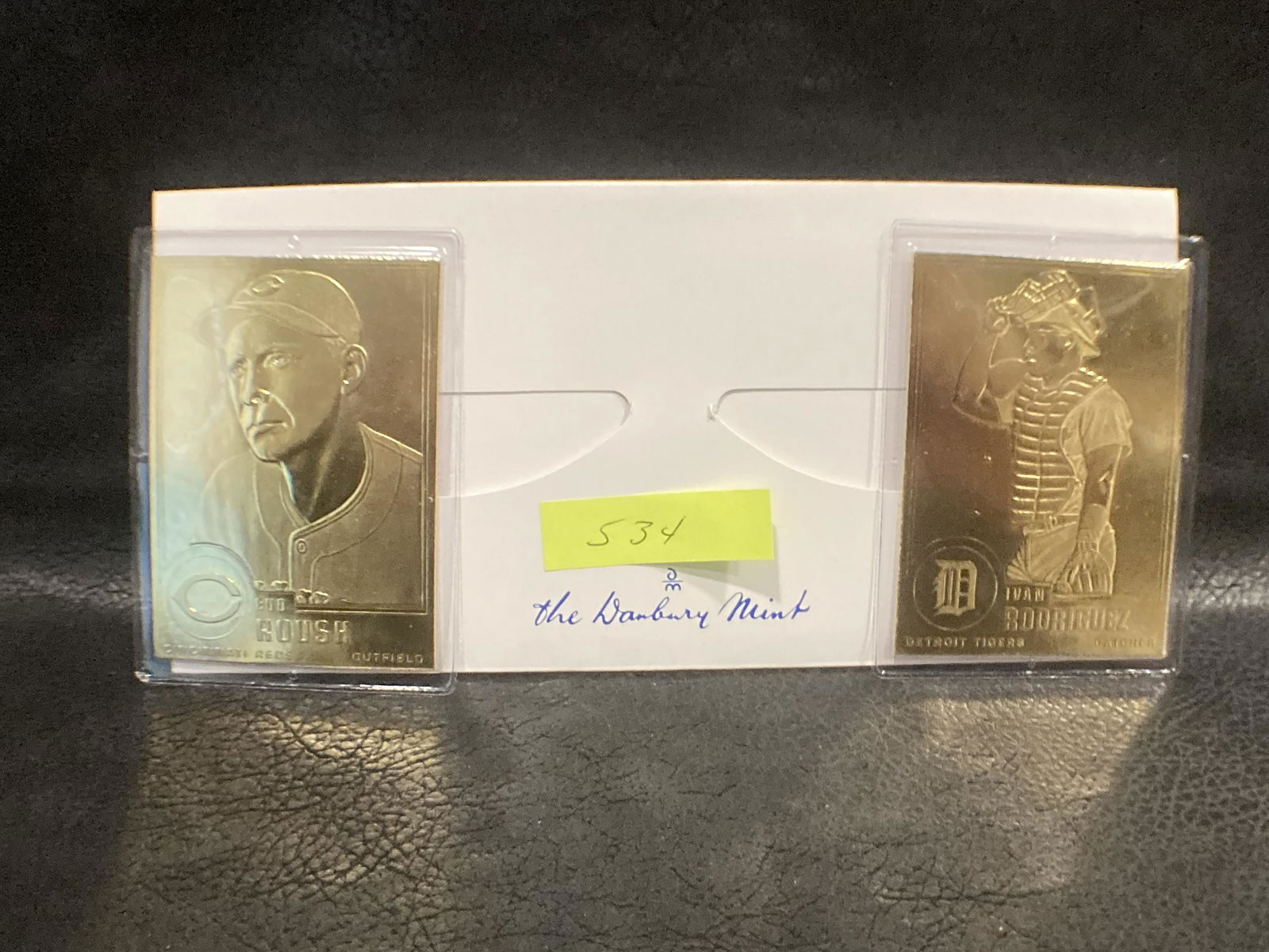 Edd Roush Ivan Rodriguez 22kt Gold Danbury Mint Card (1 of 2)