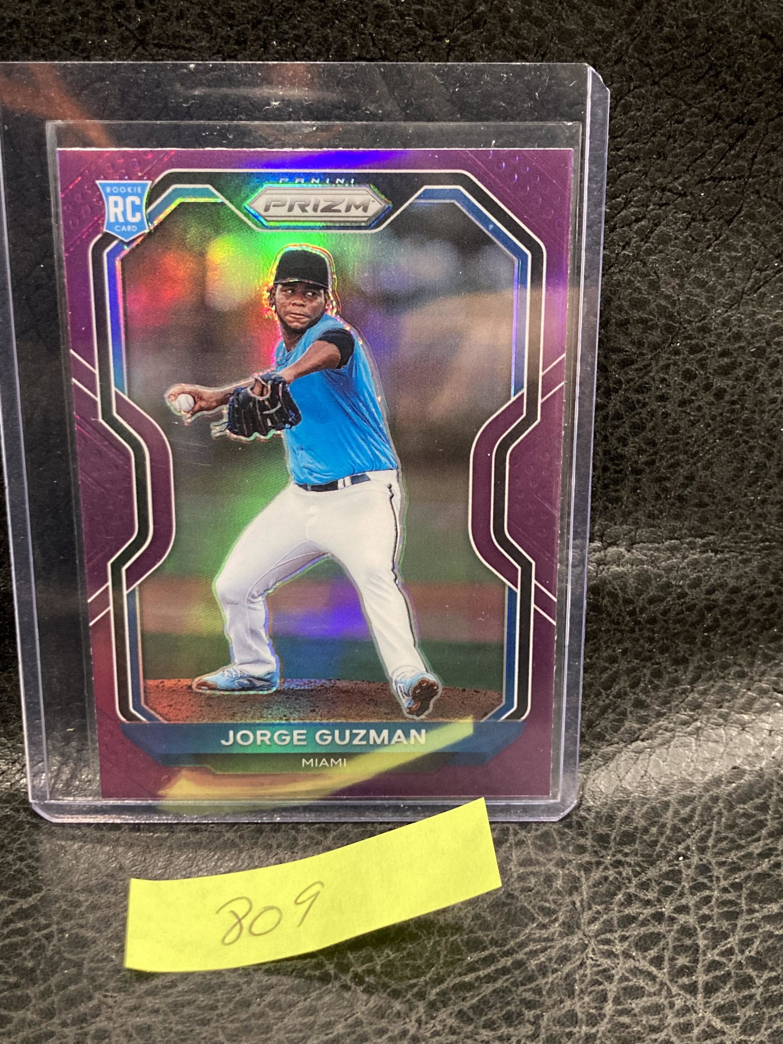 Jorge Guzman 2021 Prizm Baseball Purple Prizm RC #27: Jorge Guzman 2021 Prizm Baseball Purple Prizm RC #27 Miami Marlins Rookie