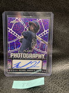 Michael Harris Ii 2021 Leaf Flash Photography Auto: Michael Harris Ii 2021 Leaf Flash Photography Auto Purple /75