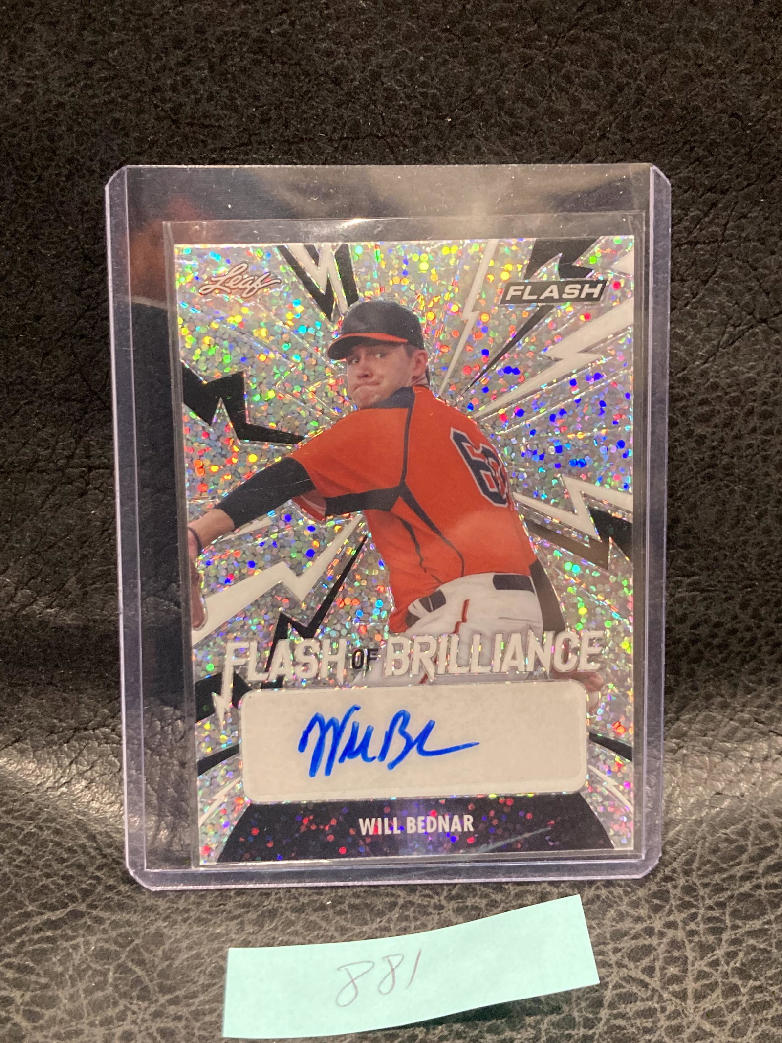 Will Bednar 2021 Leaf Flash Prospect Silver Auto Giants (1 of 2)