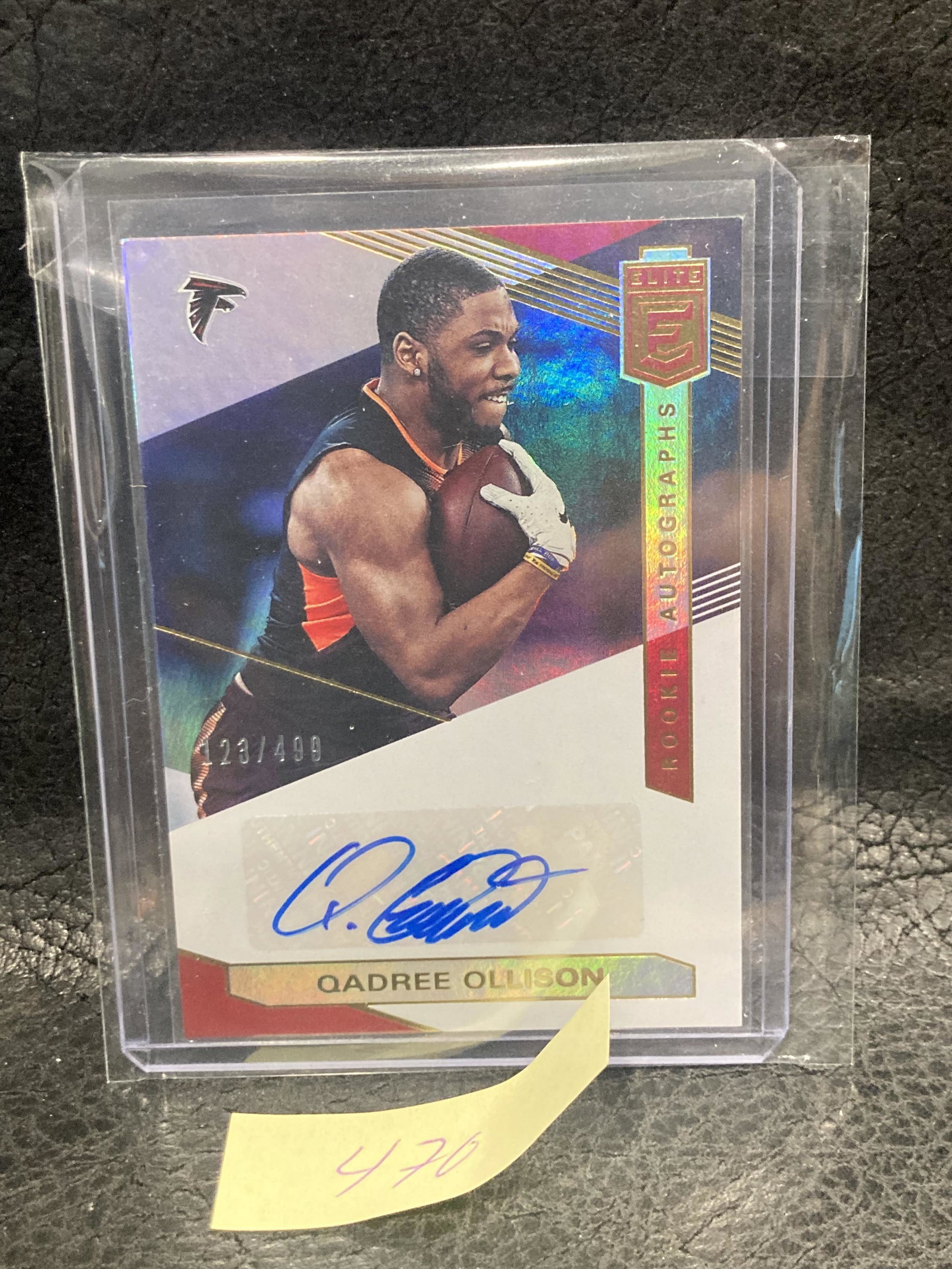 Qadree Ollison 2019 Elite Rookie Auto /4499 Card #RA-QO: Qadree Ollison 2019 Elite Rookie Auto /4499 Card #RA-QO Falcons