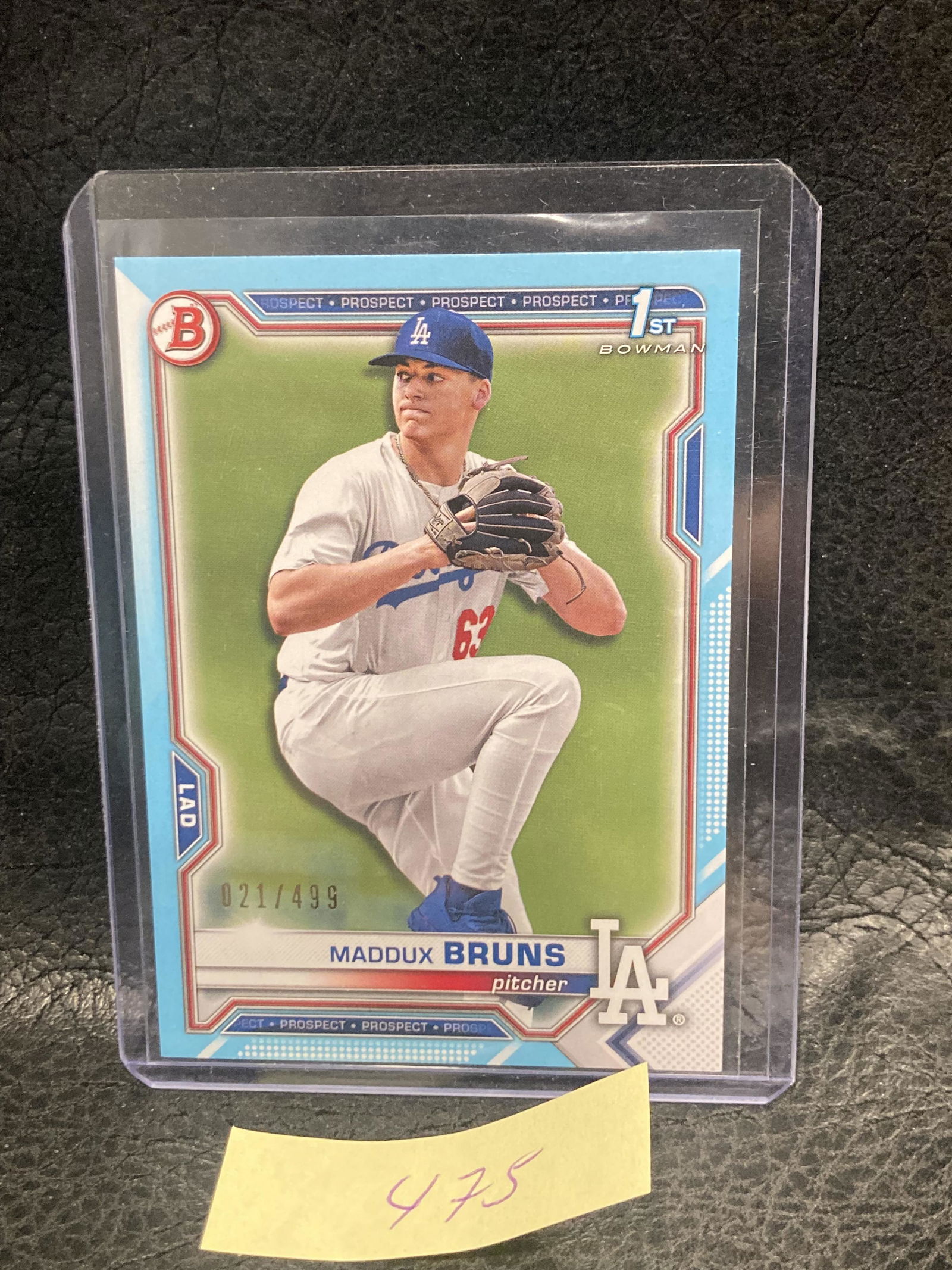 Maddux Bruns 2021 Bowman Draft Dodgers 1st Rc Sky Blue (1 of 2)